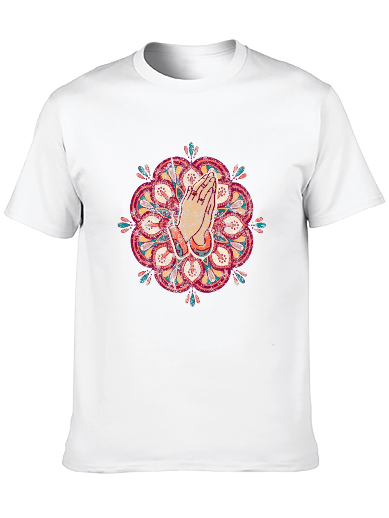 Camiseta Negra Mandala Oración Hombre Casual