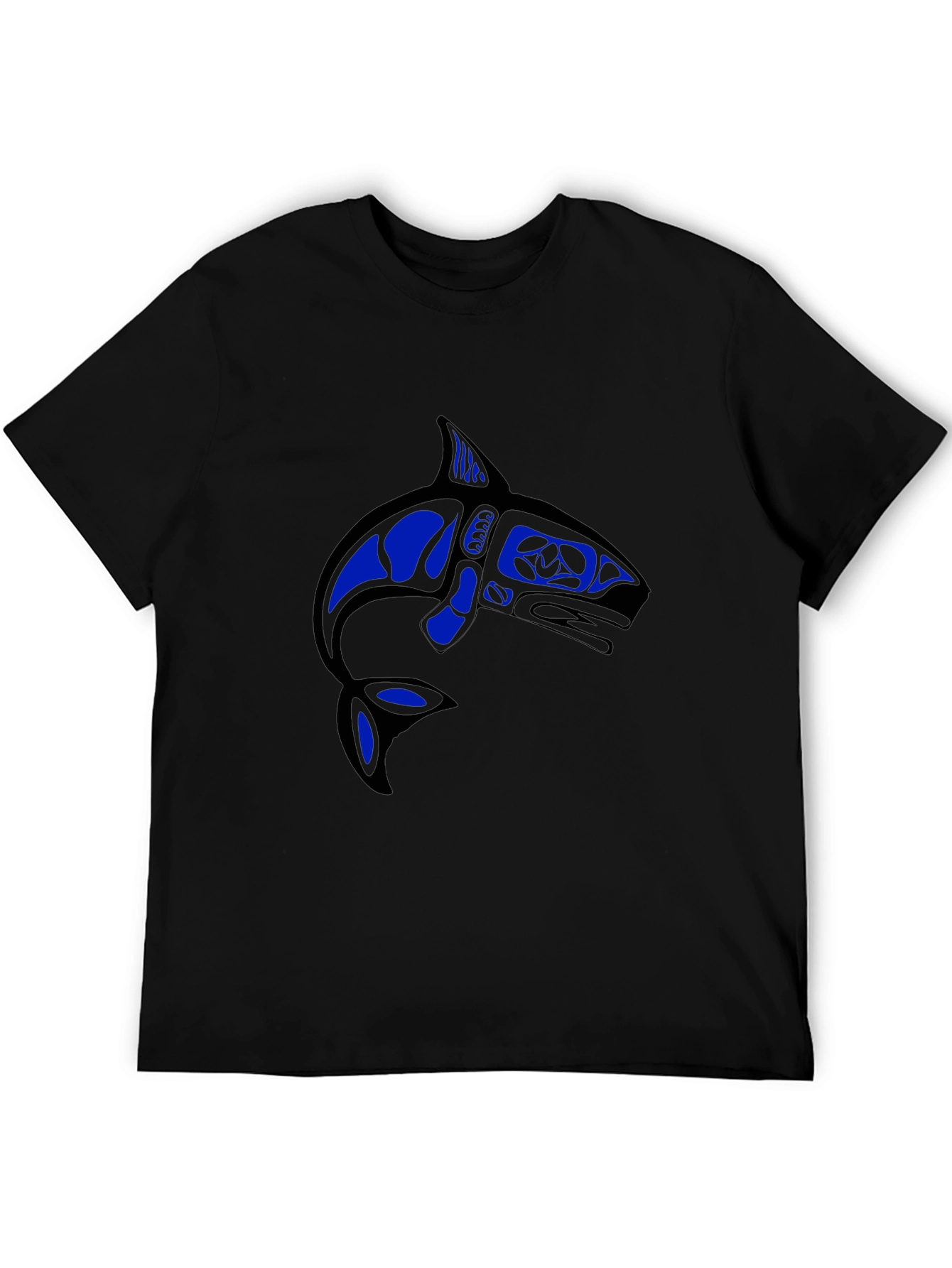 Camiseta Negra con Diseño de Orca Azul