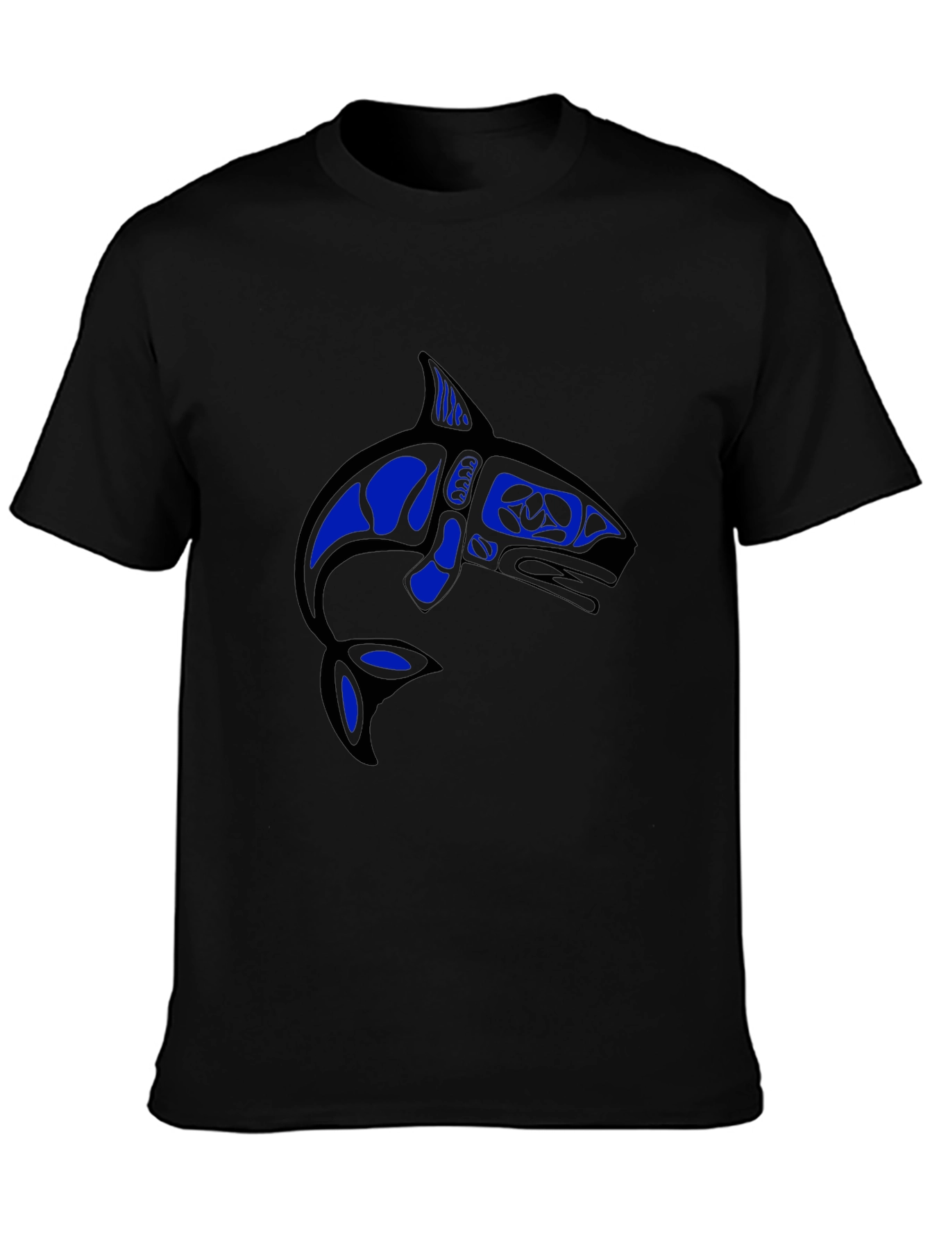 Camiseta Negra con Diseño de Orca Azul