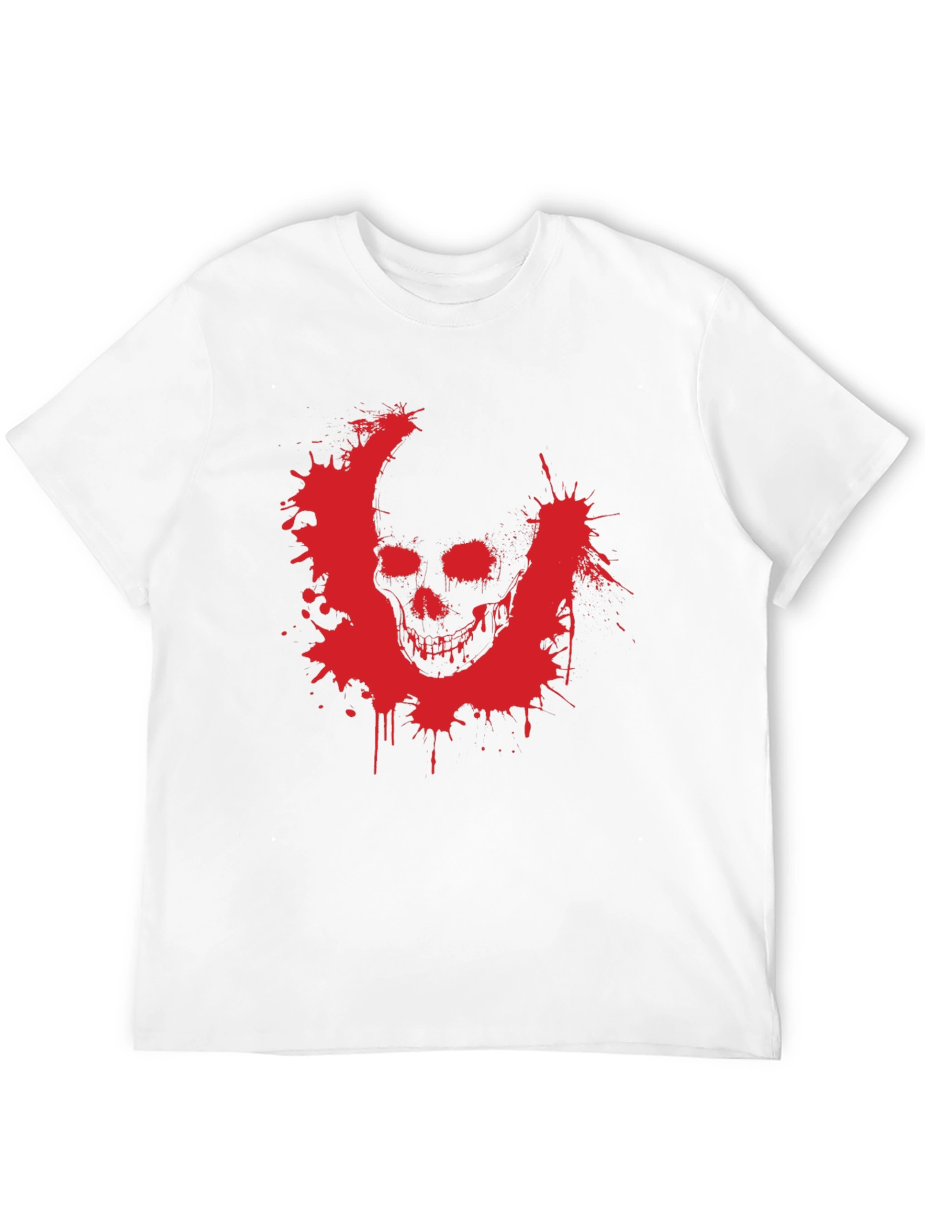 Camiseta Negra con Estampado de Calavera Roja