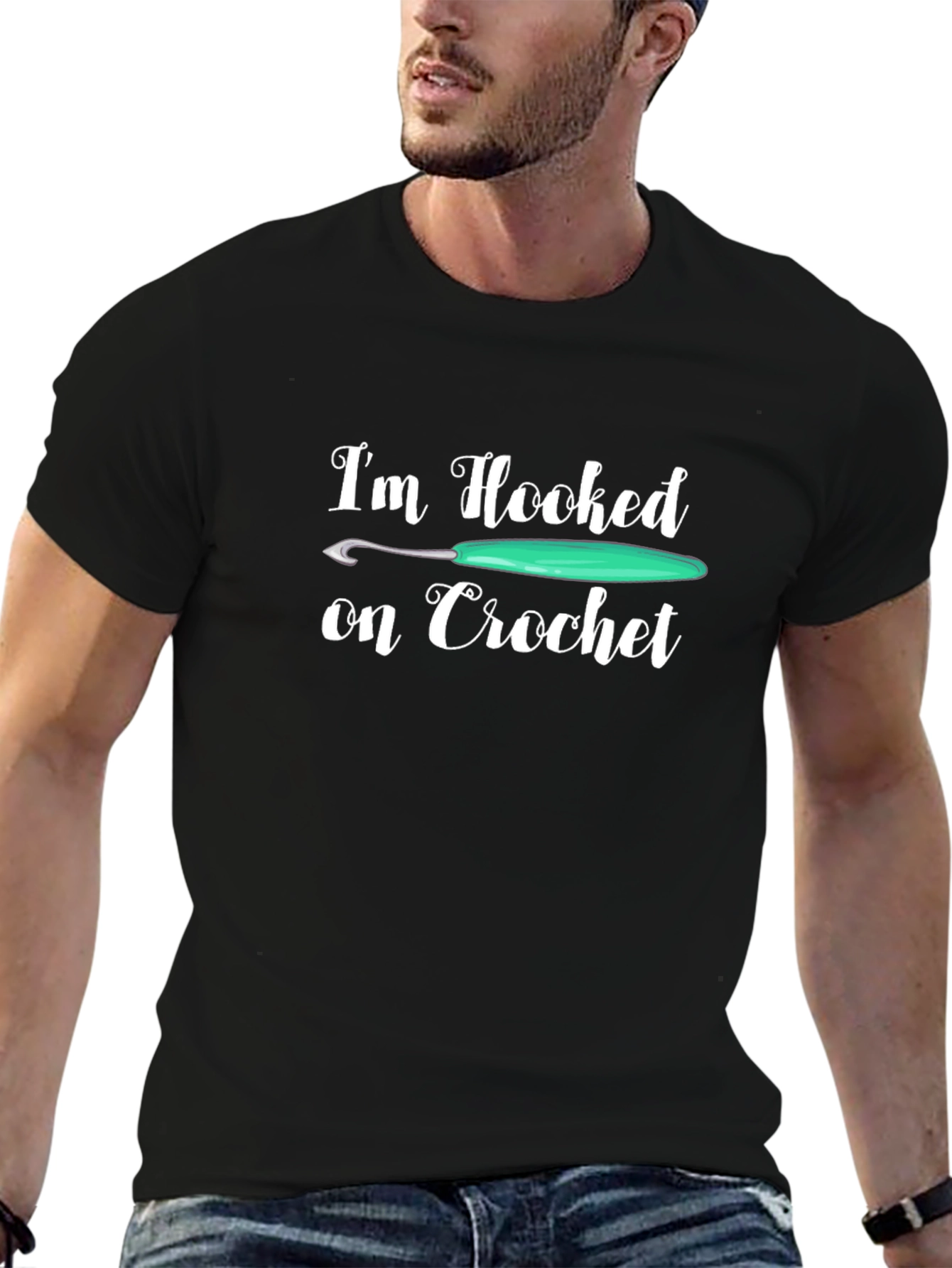Camiseta Negra de Crochet con Diseño Divertido