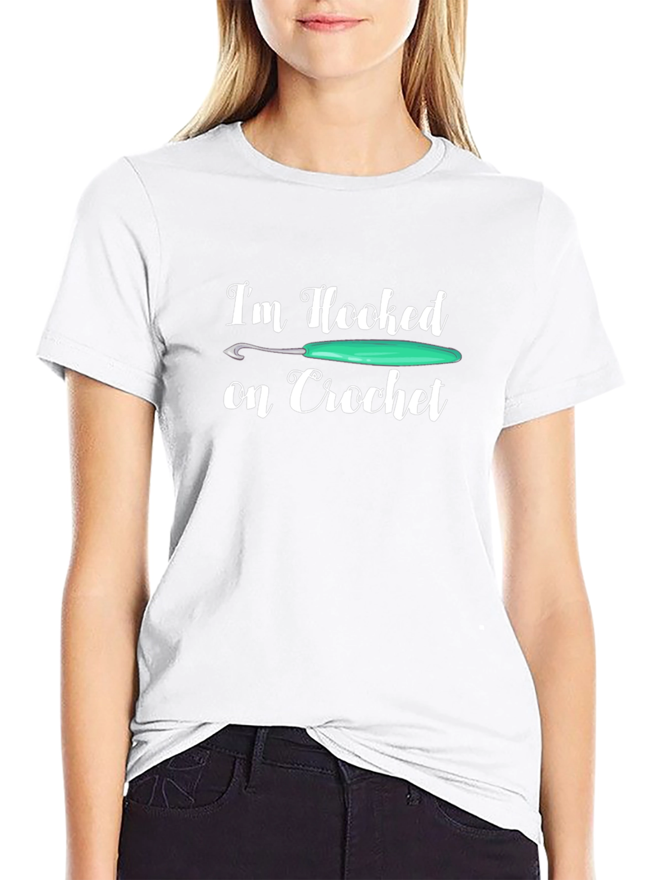 Camiseta Negra de Crochet con Diseño Divertido