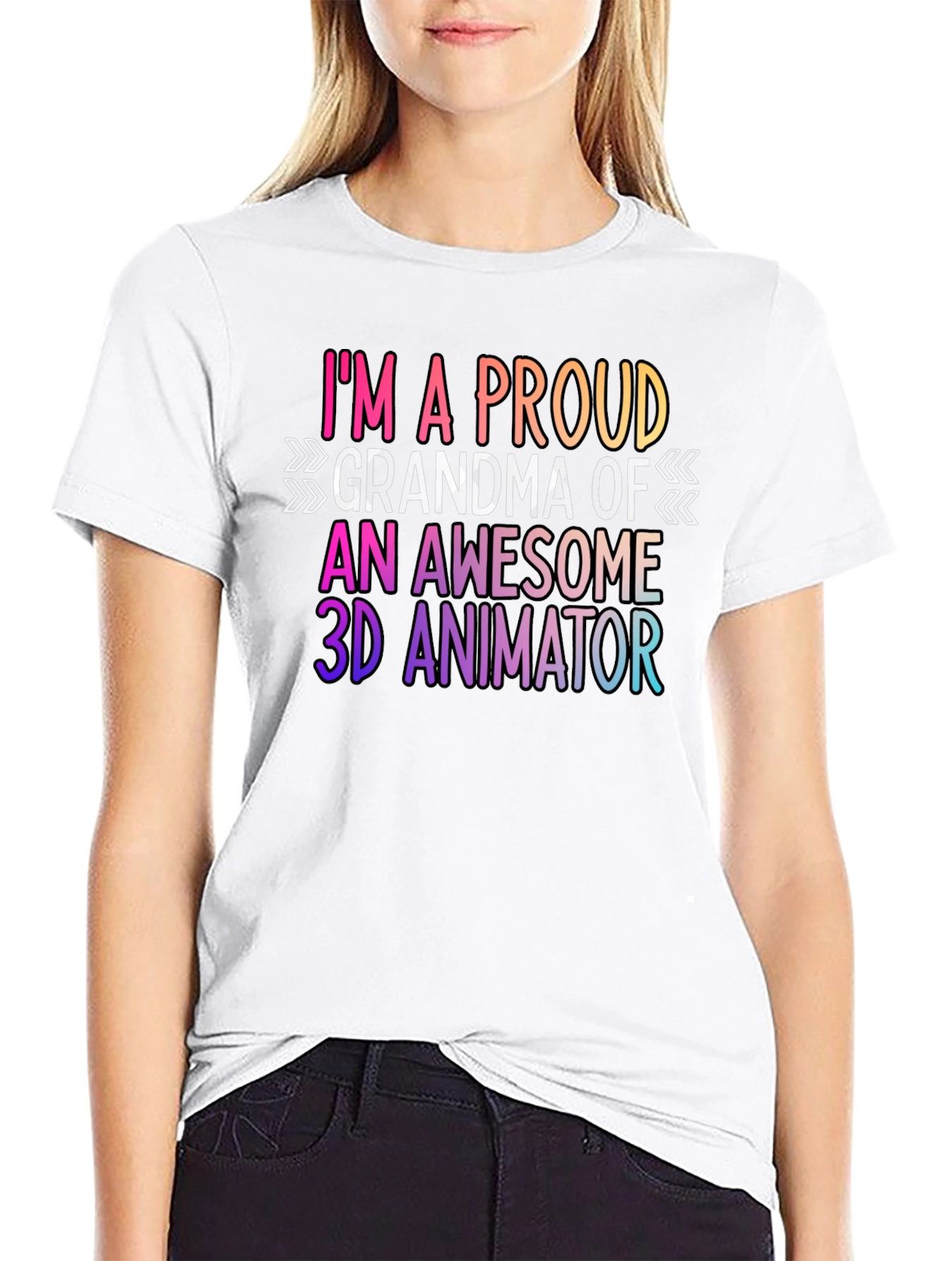 Camiseta Negra Abuela Orgullosa de Animador 3D