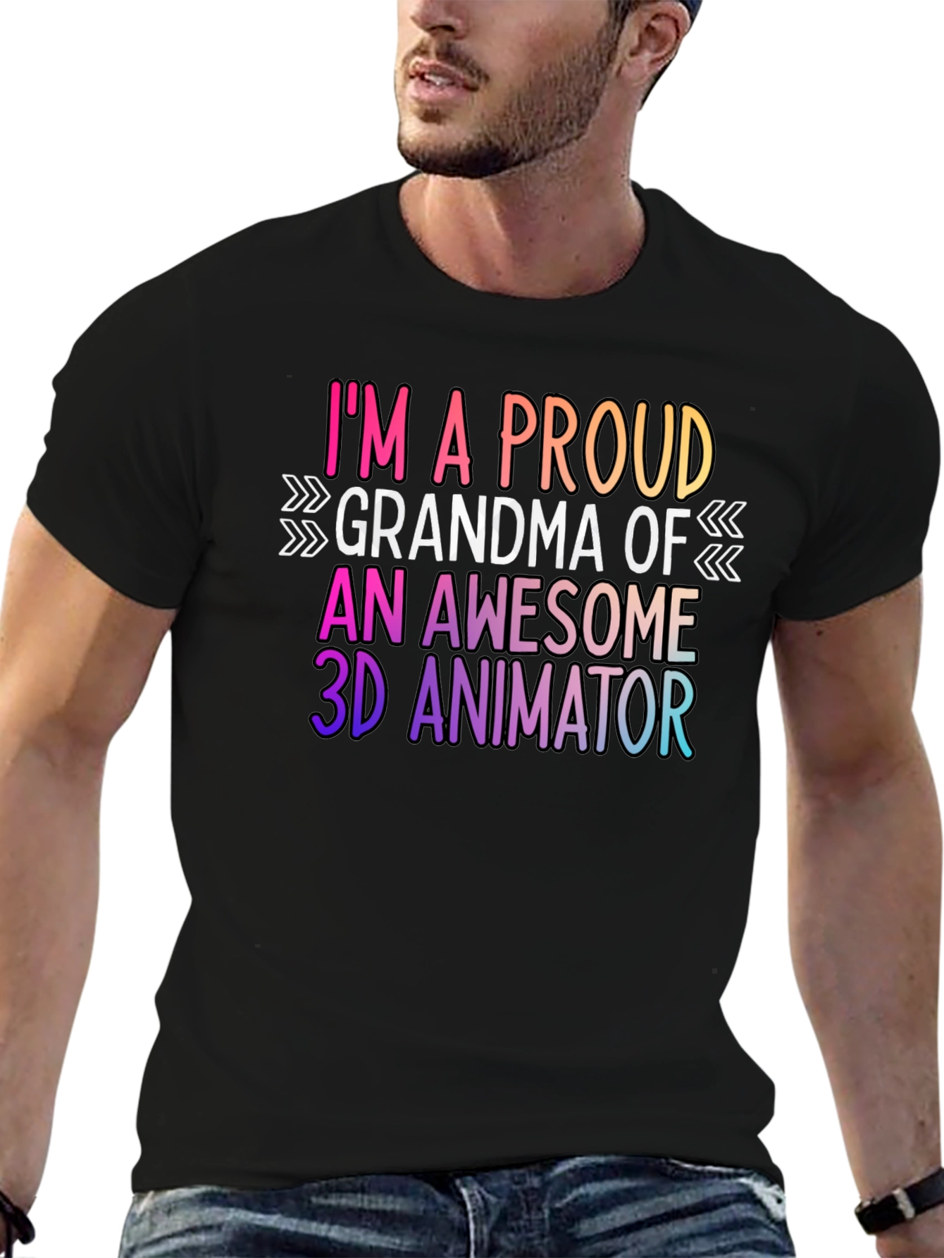 Camiseta Negra Abuela Orgullosa de Animador 3D