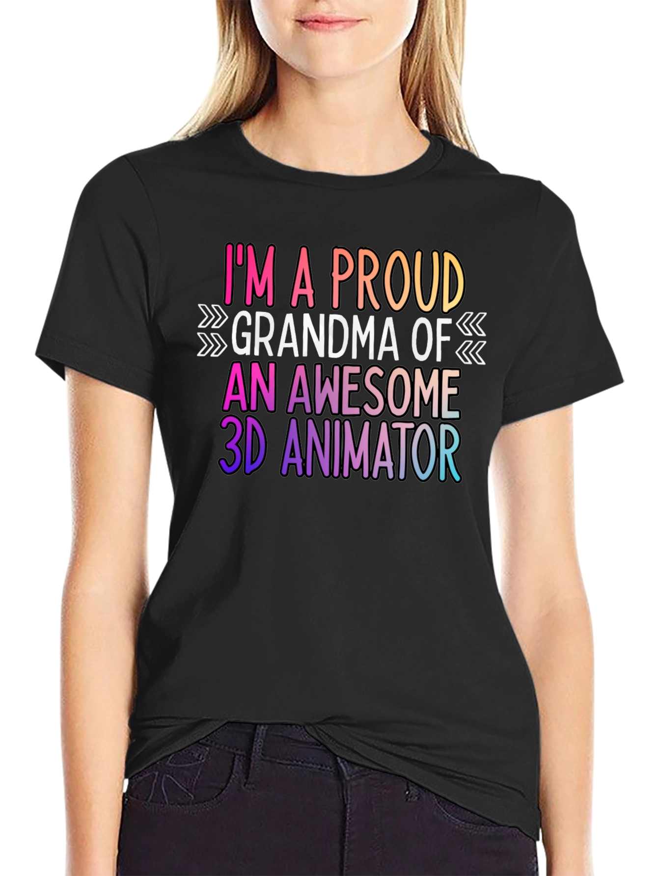 Camiseta Negra Abuela Orgullosa de Animador 3D