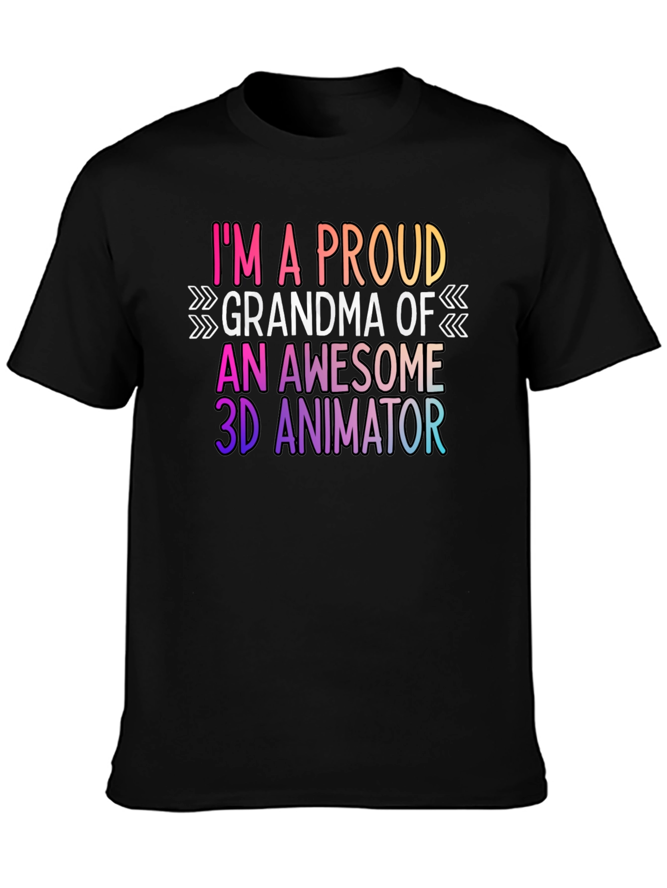 Camiseta Negra Abuela Orgullosa de Animador 3D