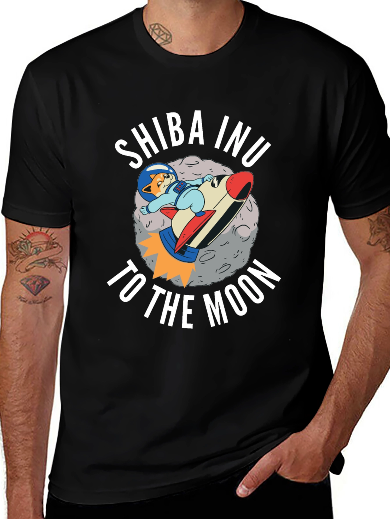 Camiseta Negra Shiba Inu To The Moon