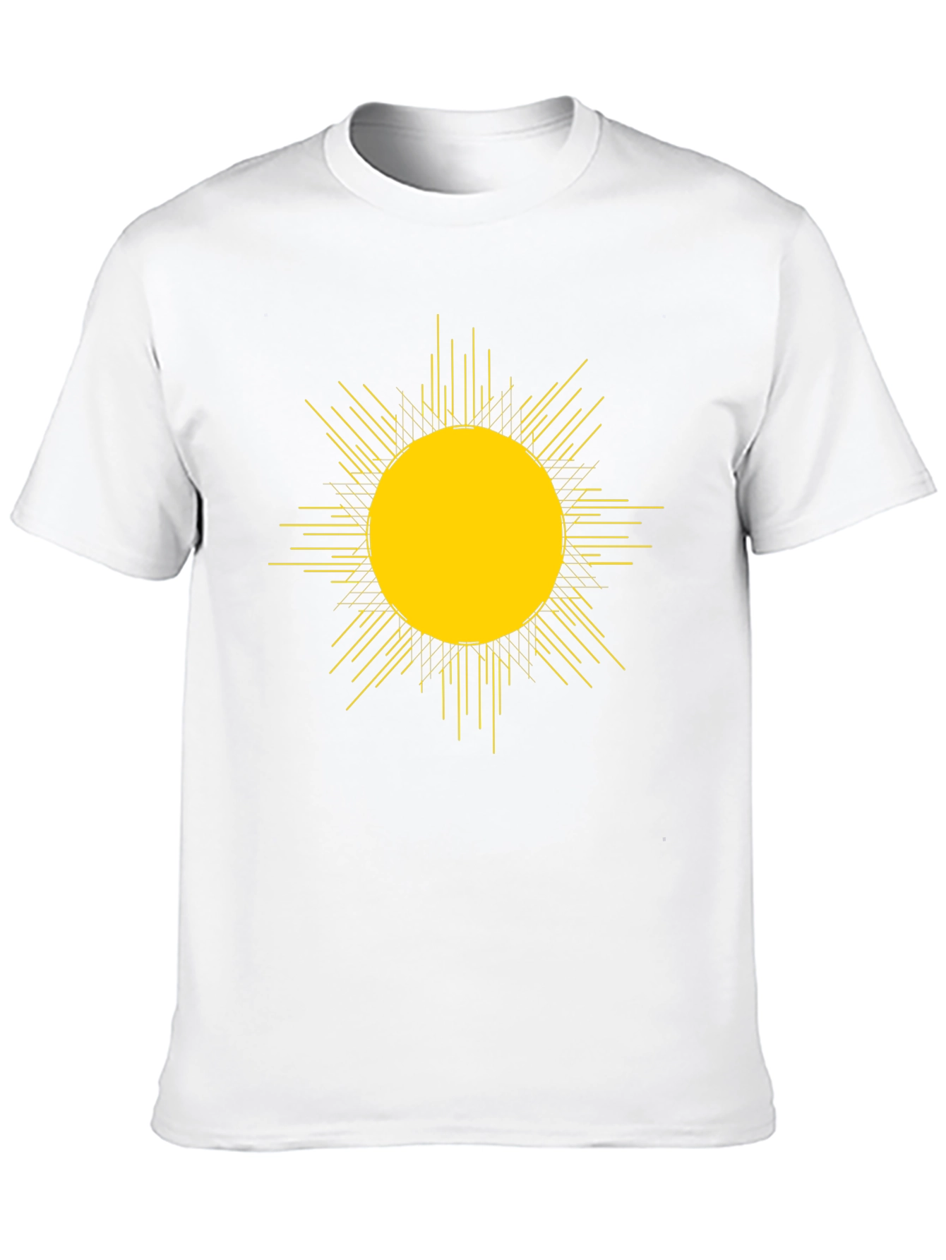 Camiseta Negra con Diseño de Sol Abstracto Amarillo