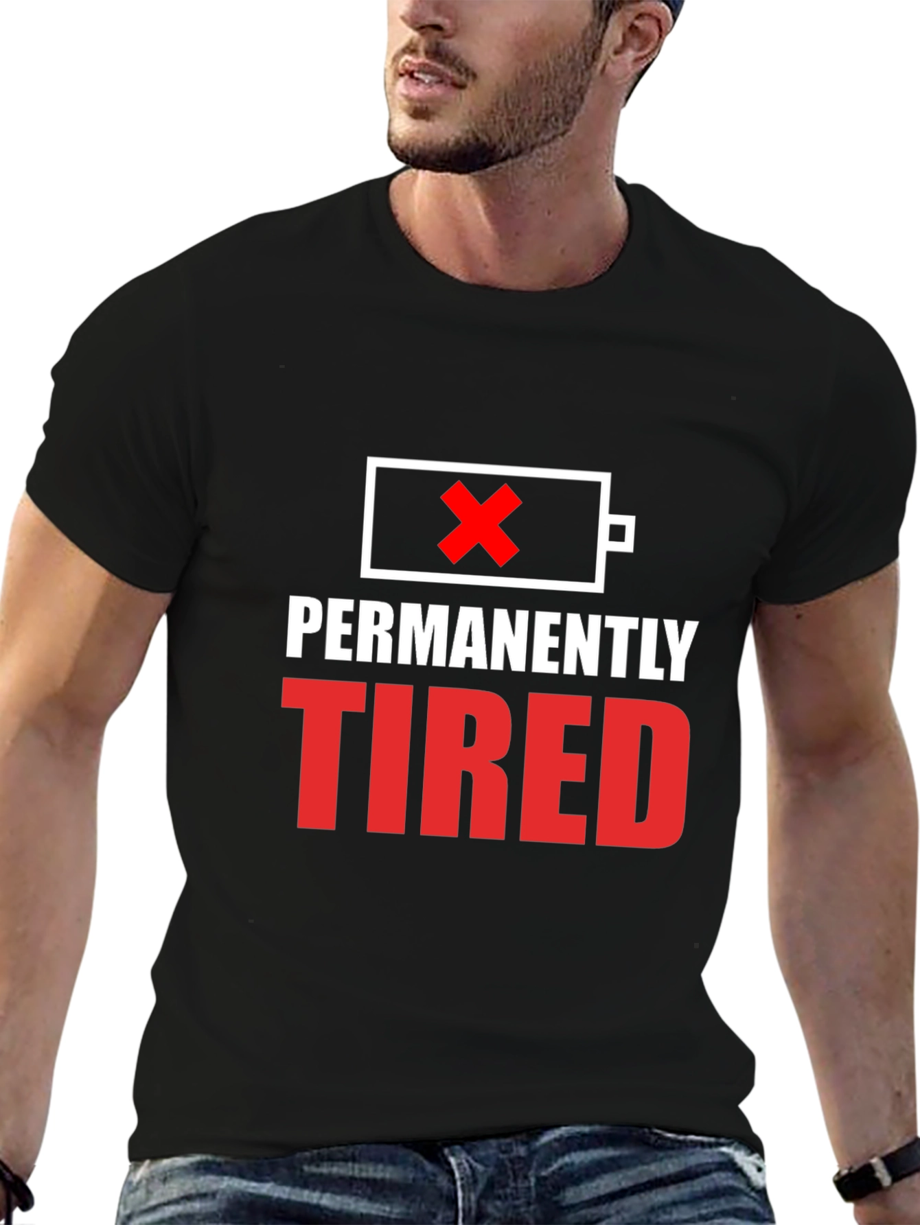 Camiseta Negra - Permanentemente Cansado