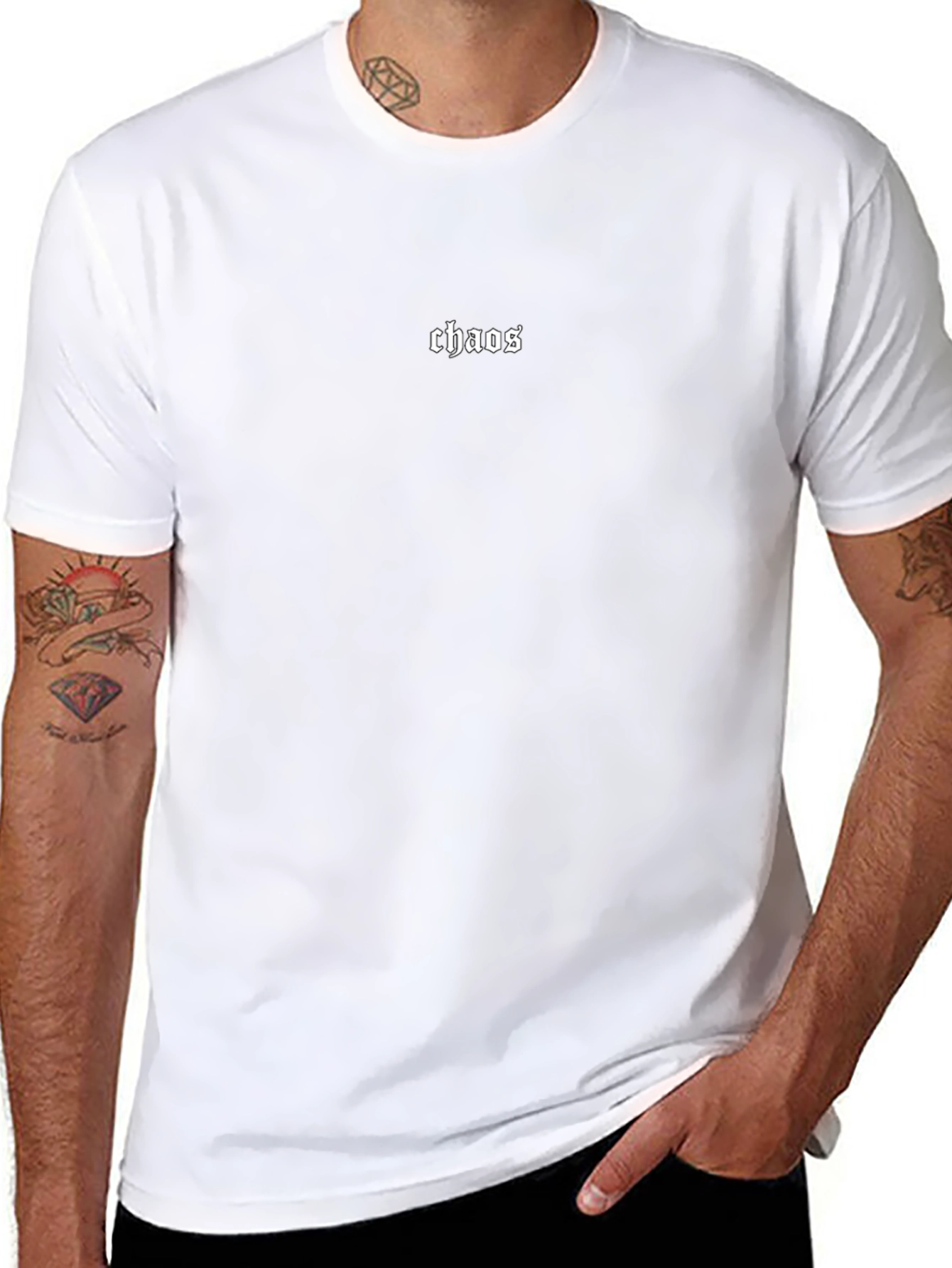 Camiseta Negra Estampada Chaos