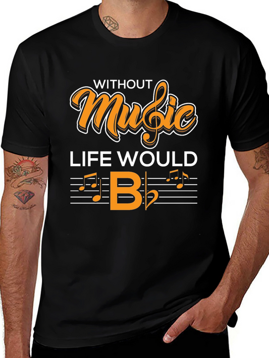 Camiseta Negra Without Music Life Would B♭