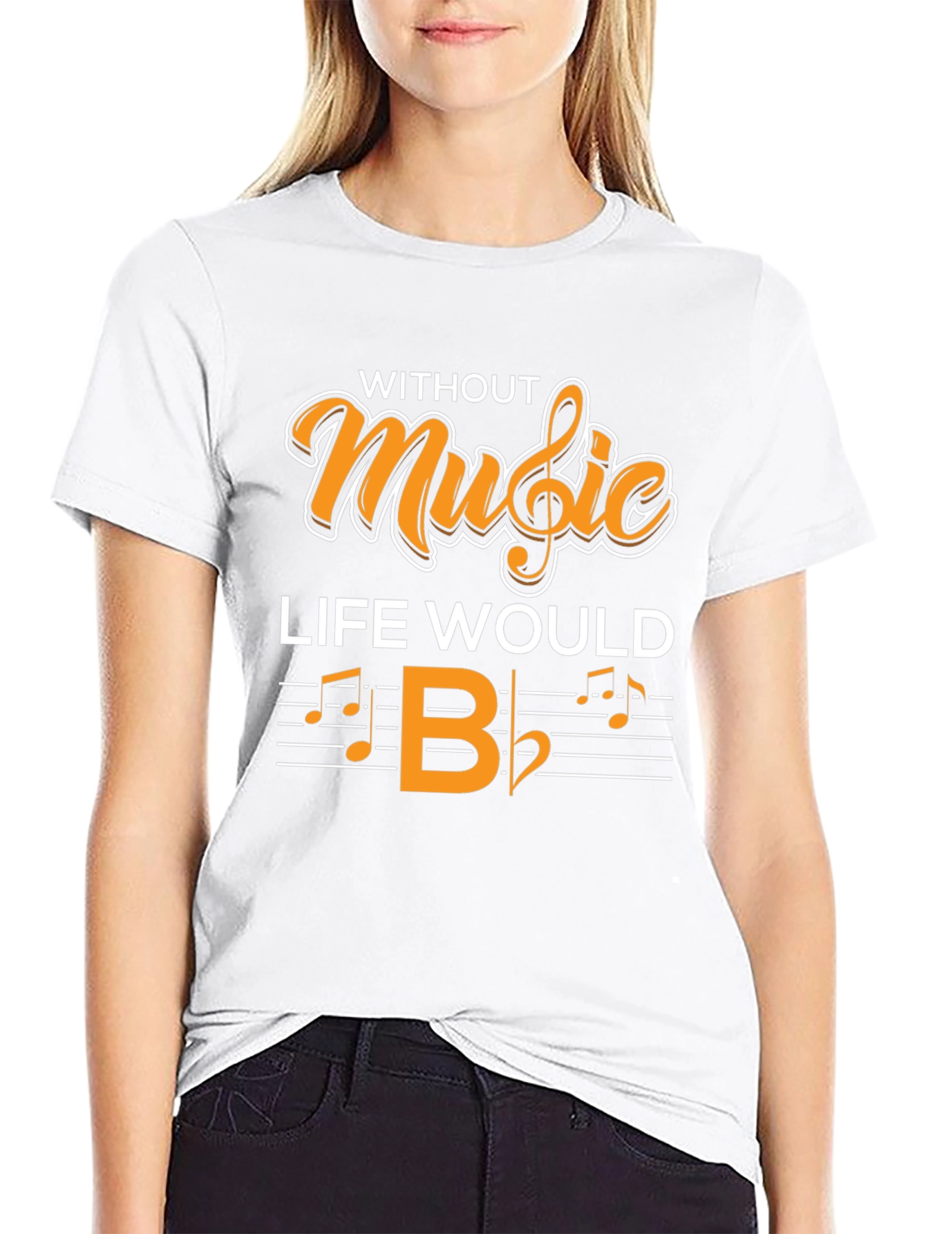 Camiseta Negra Without Music Life Would B♭