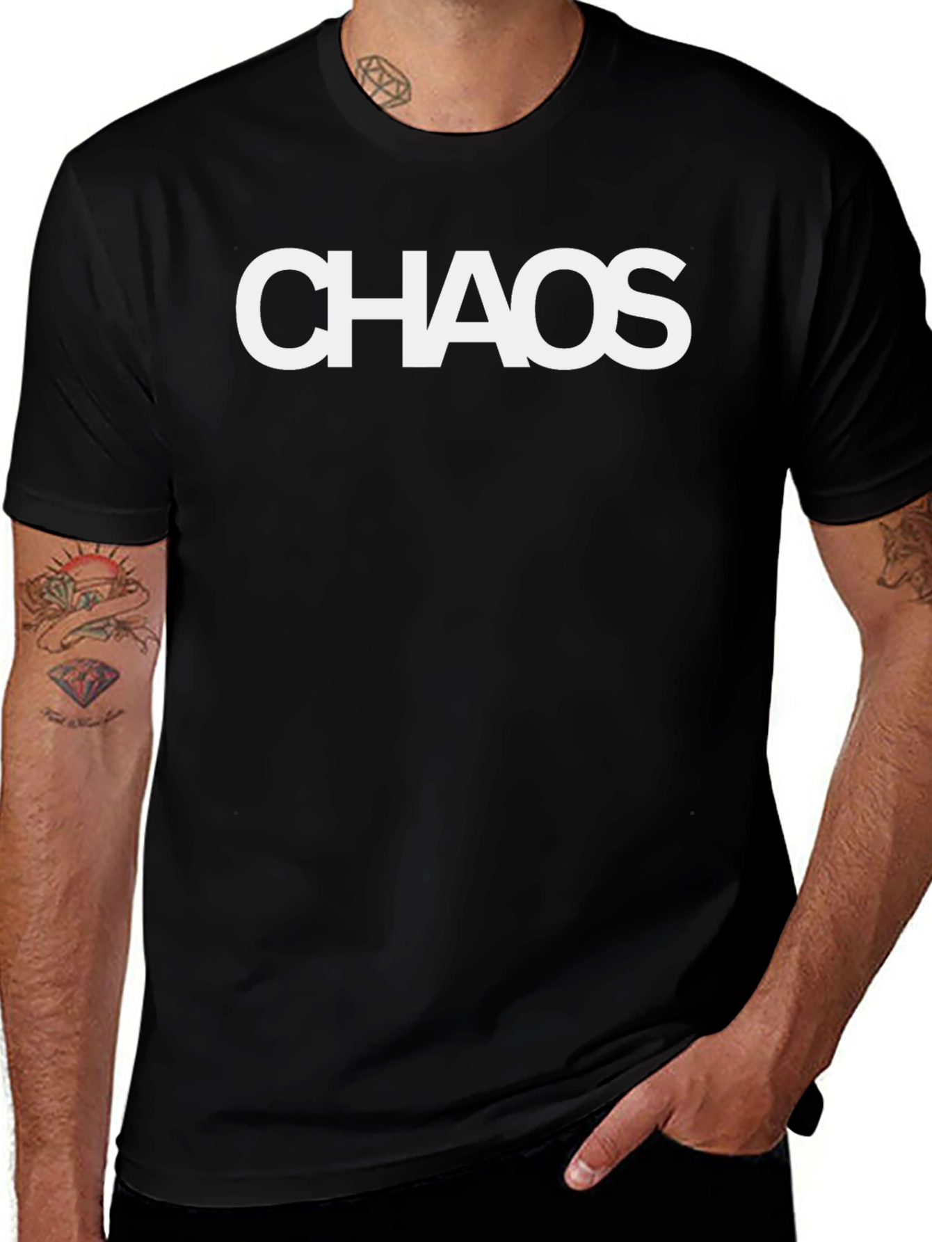 Camiseta Negra Chaos para Hombre - Estilo Casual