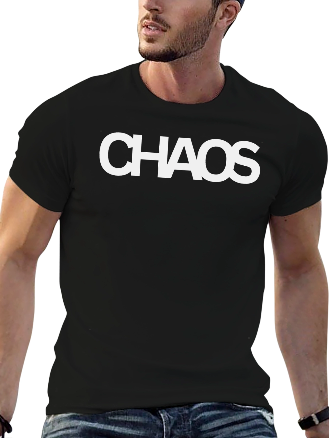 Camiseta Negra Chaos para Hombre - Estilo Casual