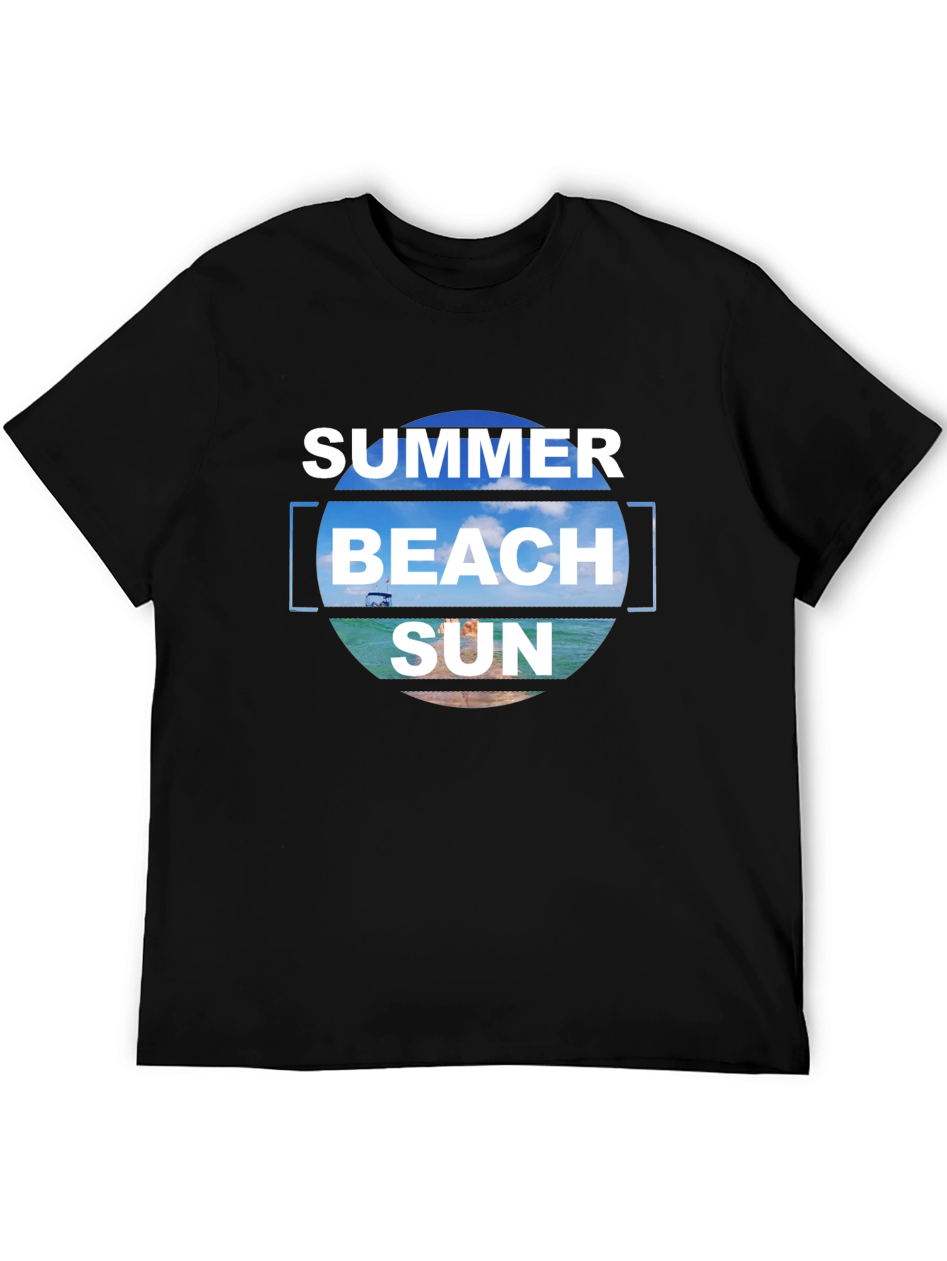Camiseta Negra Estampada Summer Beach Sun