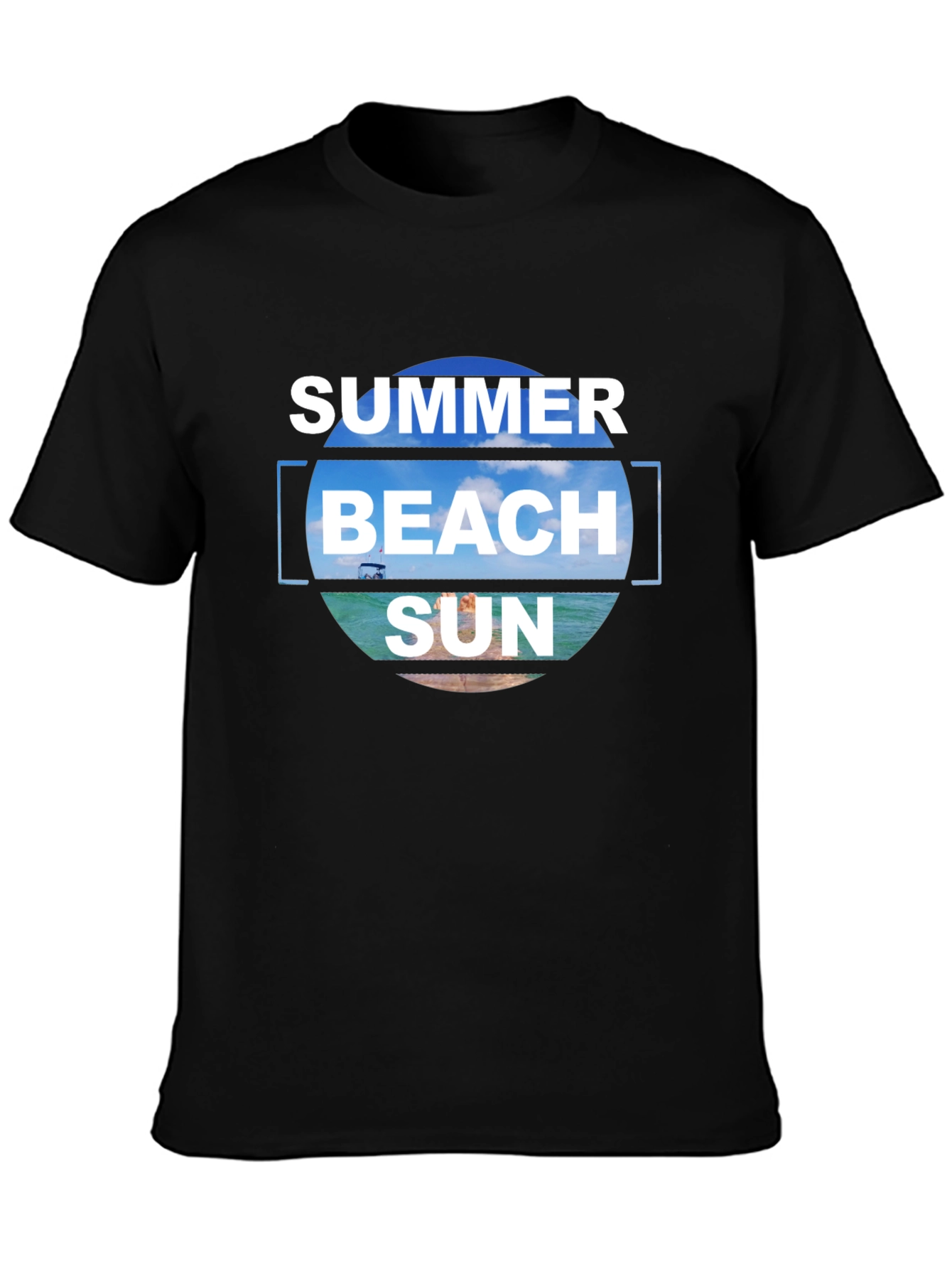 Camiseta Negra Estampada Summer Beach Sun