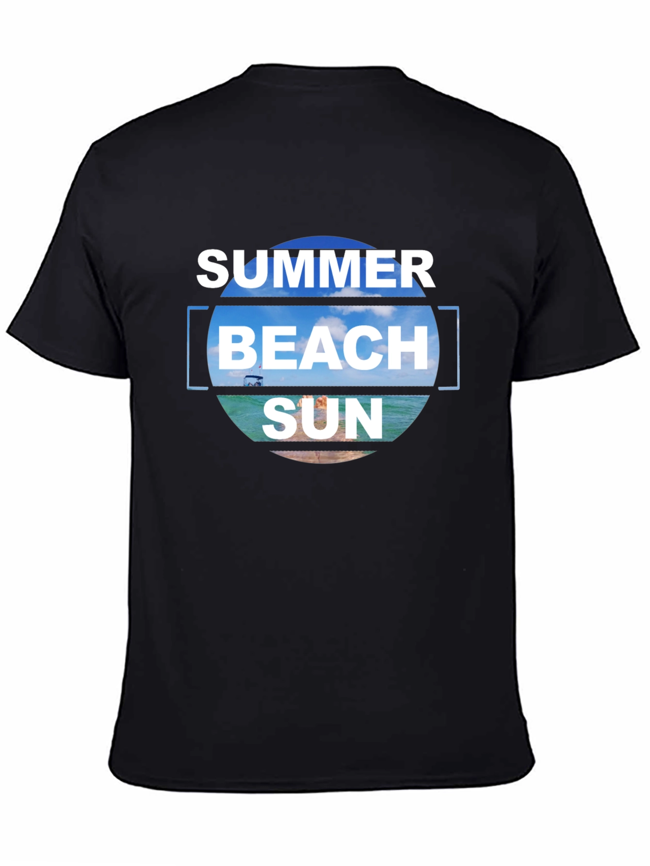 Camiseta Negra Estampada Summer Beach Sun