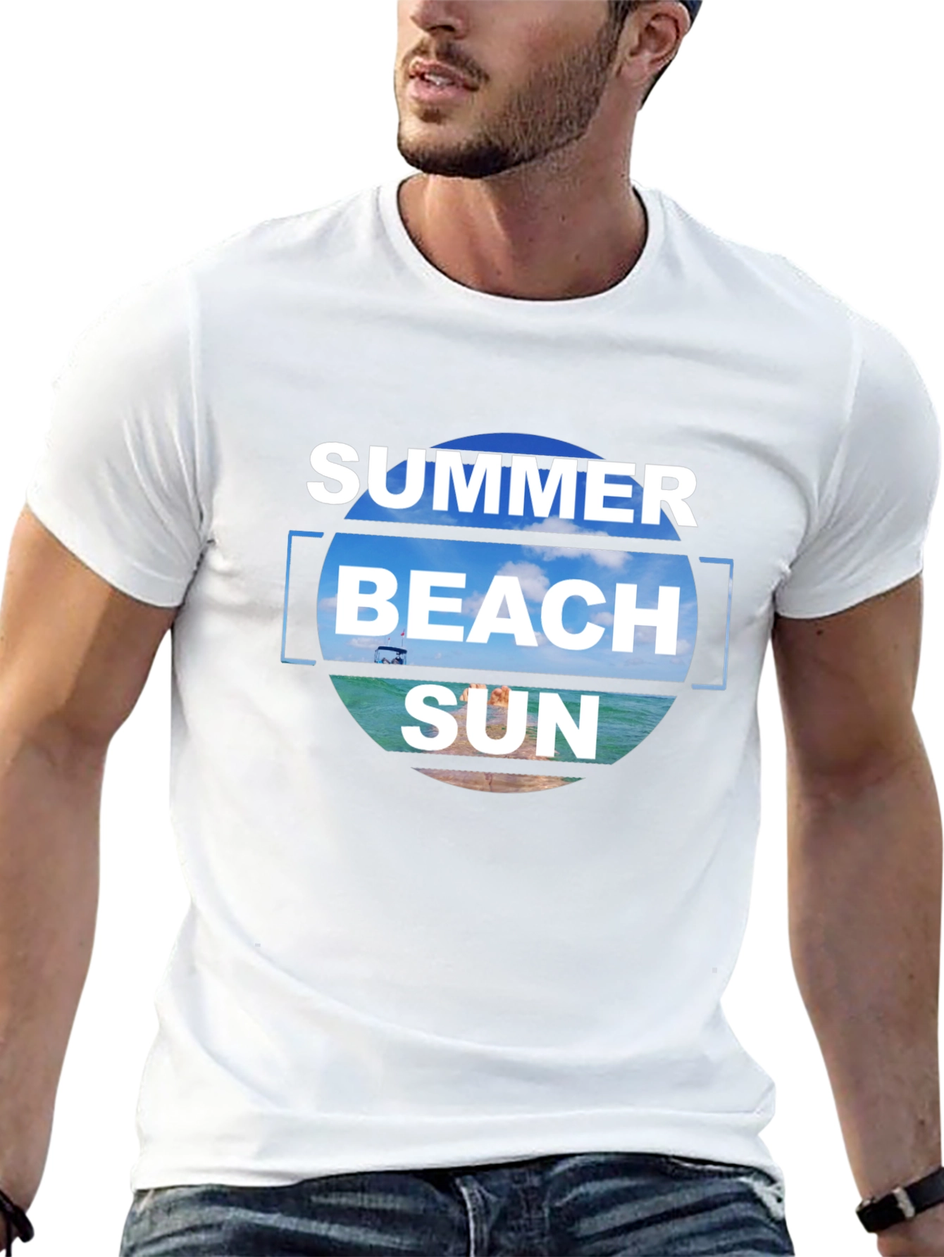 Camiseta Negra Estampada Summer Beach Sun