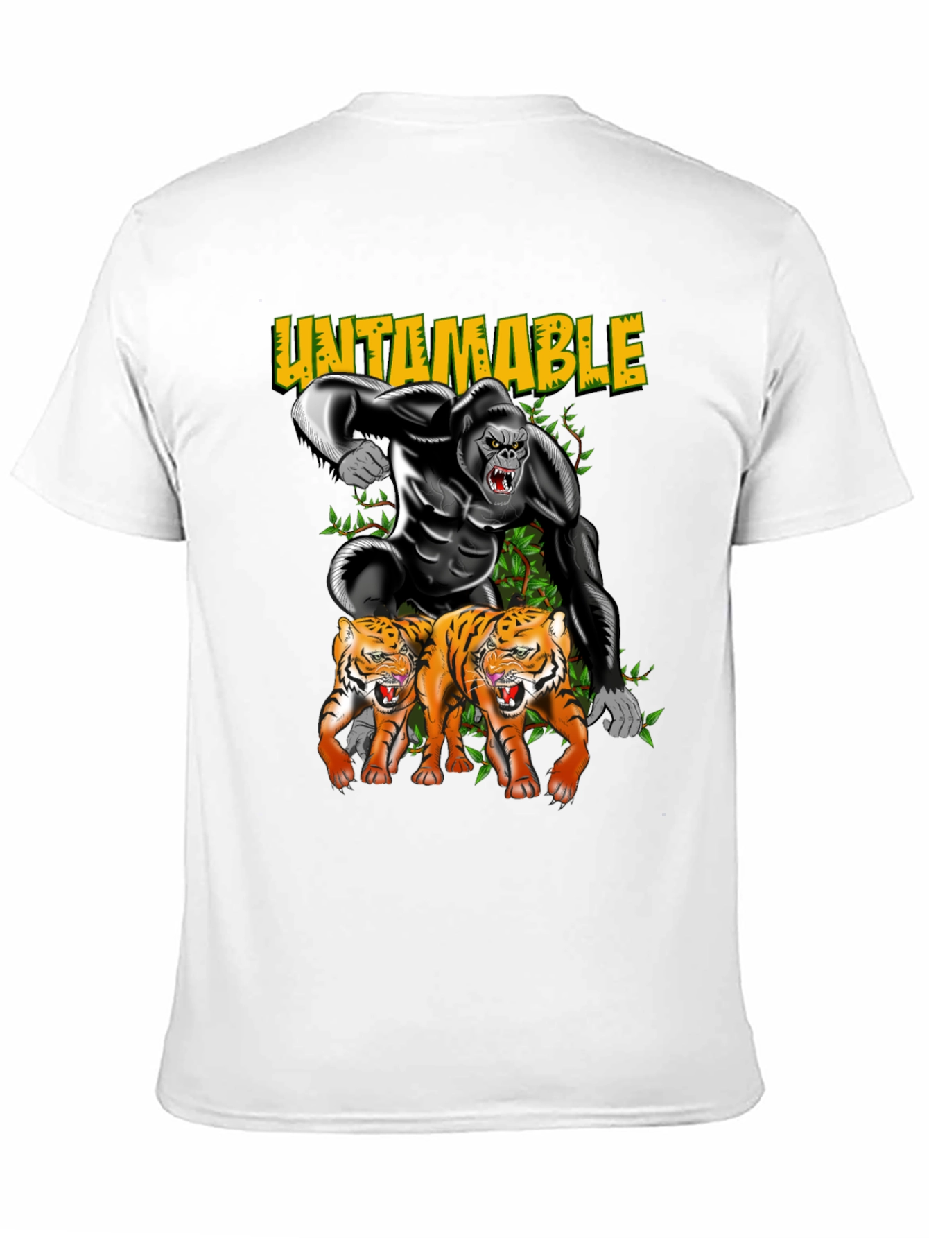 Camiseta Negra: Gorila Indomable y Tigres