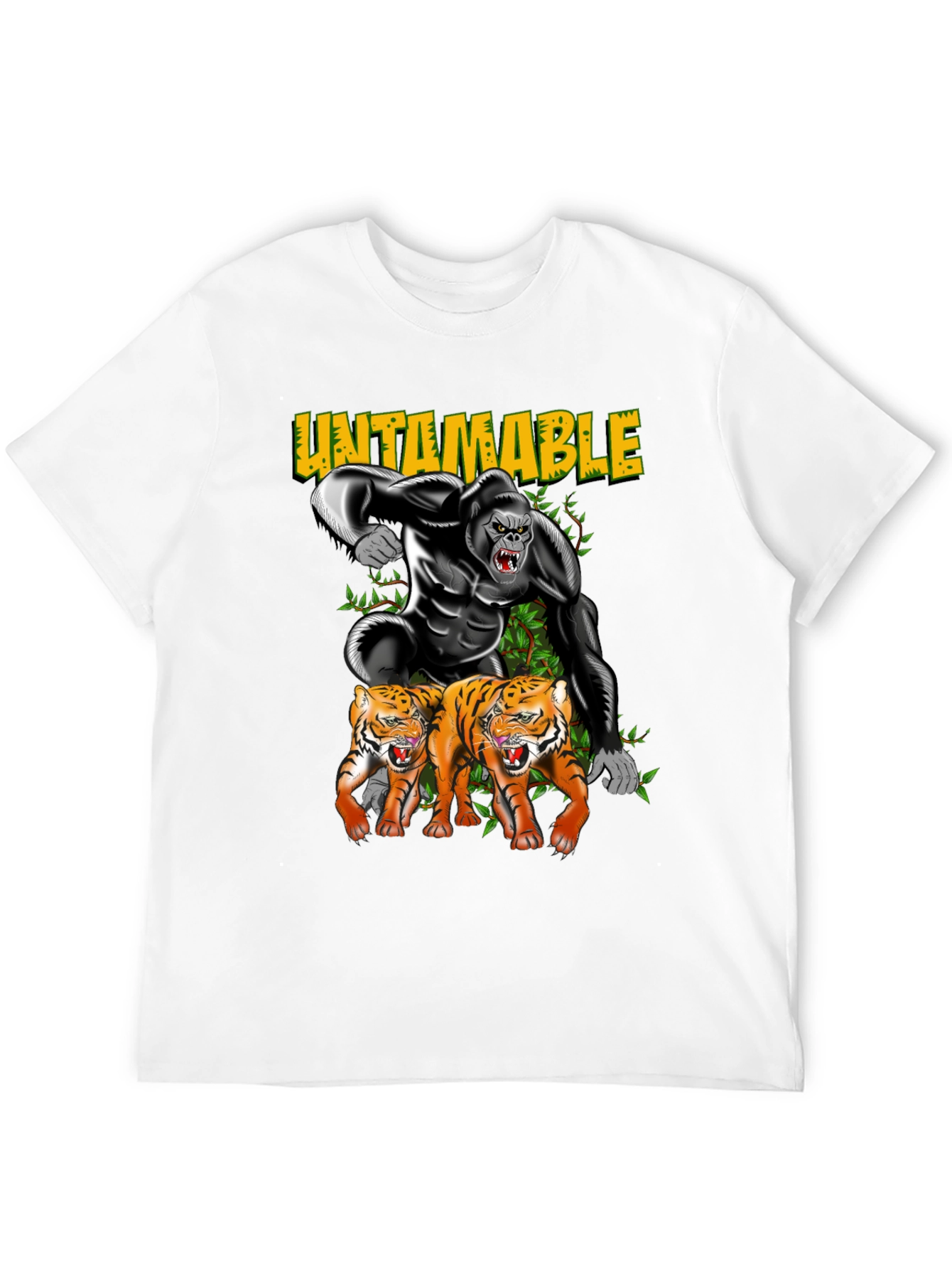 Camiseta Negra: Gorila Indomable y Tigres