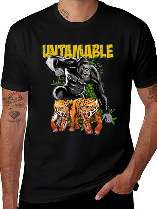 Camiseta Negra: Gorila Indomable y Tigres