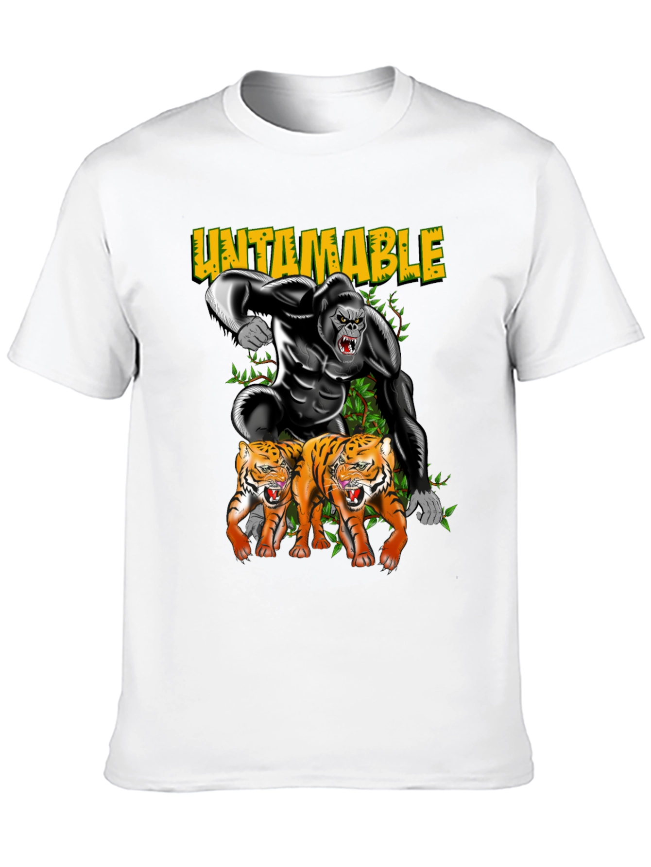Camiseta Negra: Gorila Indomable y Tigres