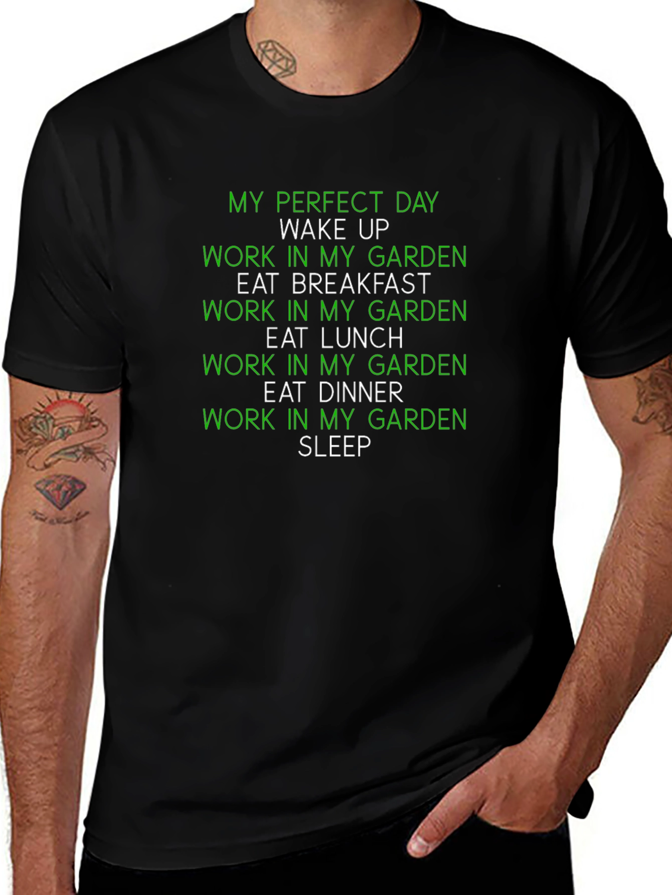 Camiseta Negra Día Perfecto en el Jardín