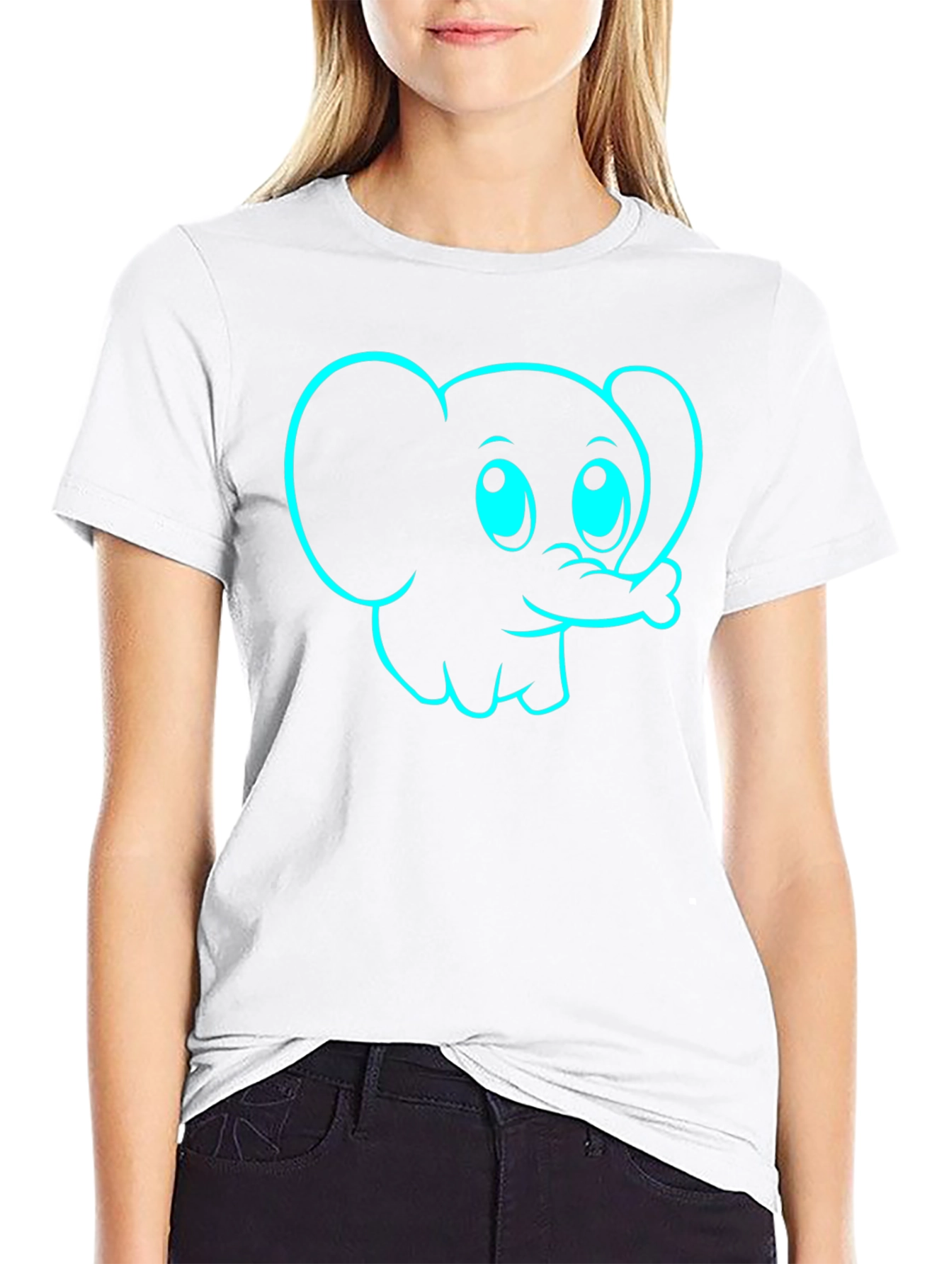 Camiseta Negra con Diseño de Elefante Divertido