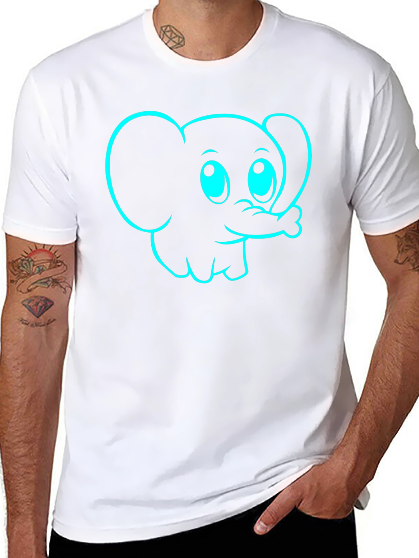 Camiseta Negra con Diseño de Elefante Divertido