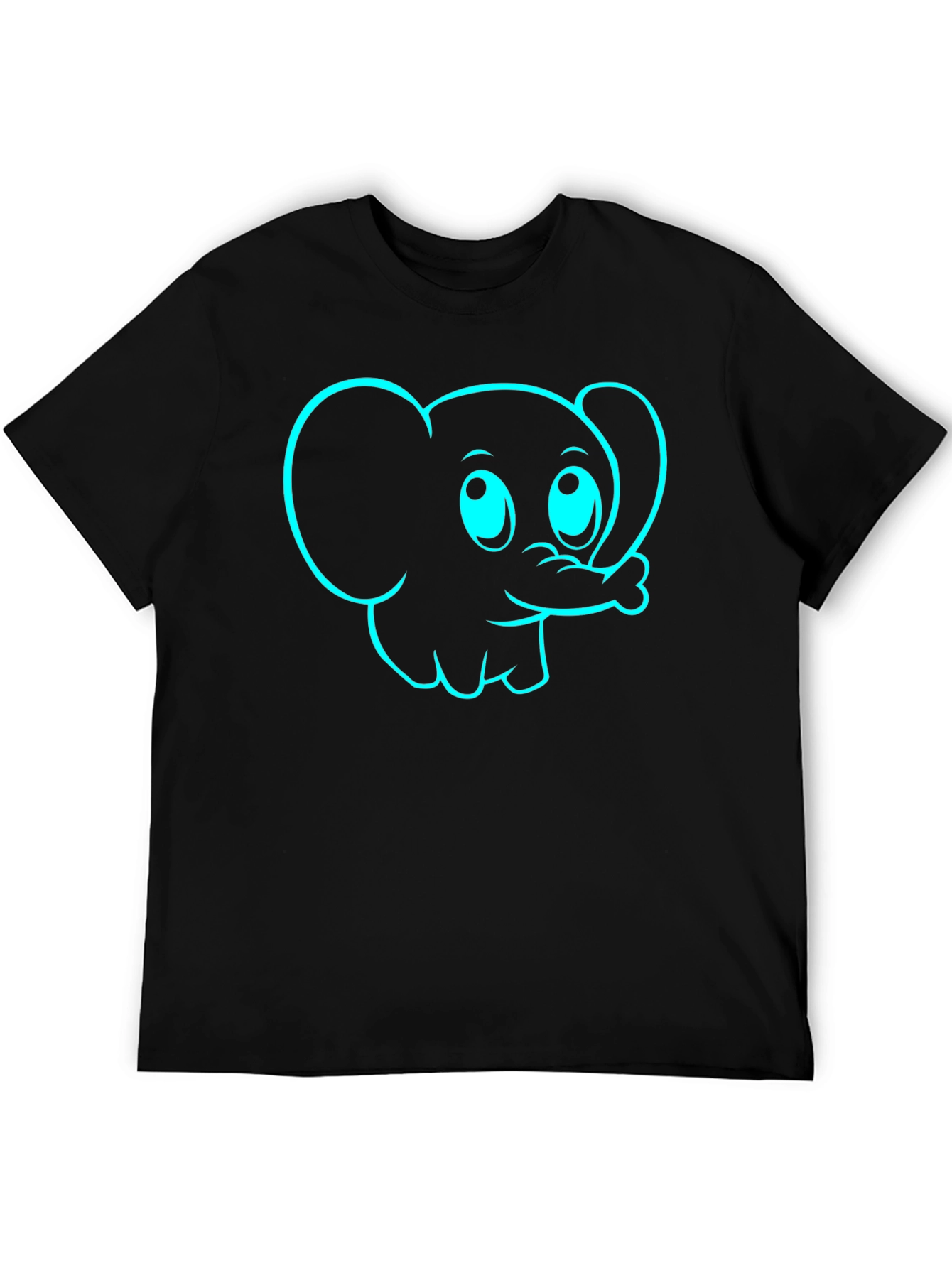 Camiseta Negra con Diseño de Elefante Divertido