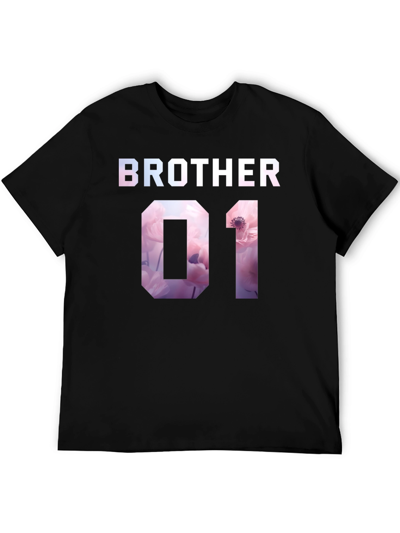 Camiseta Negra Hermano 01 Estampado Floral
