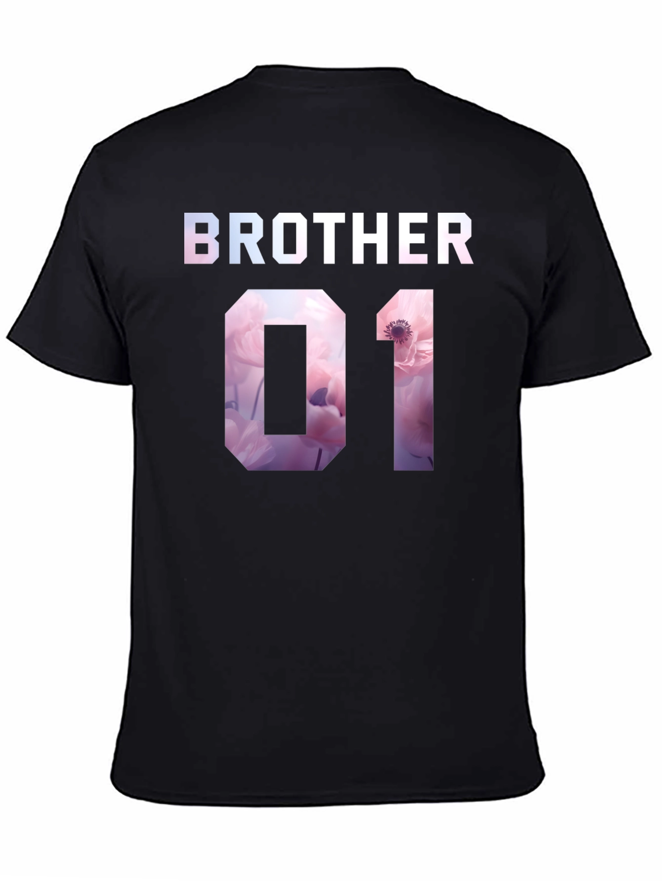 Camiseta Negra Hermano 01 Estampado Floral
