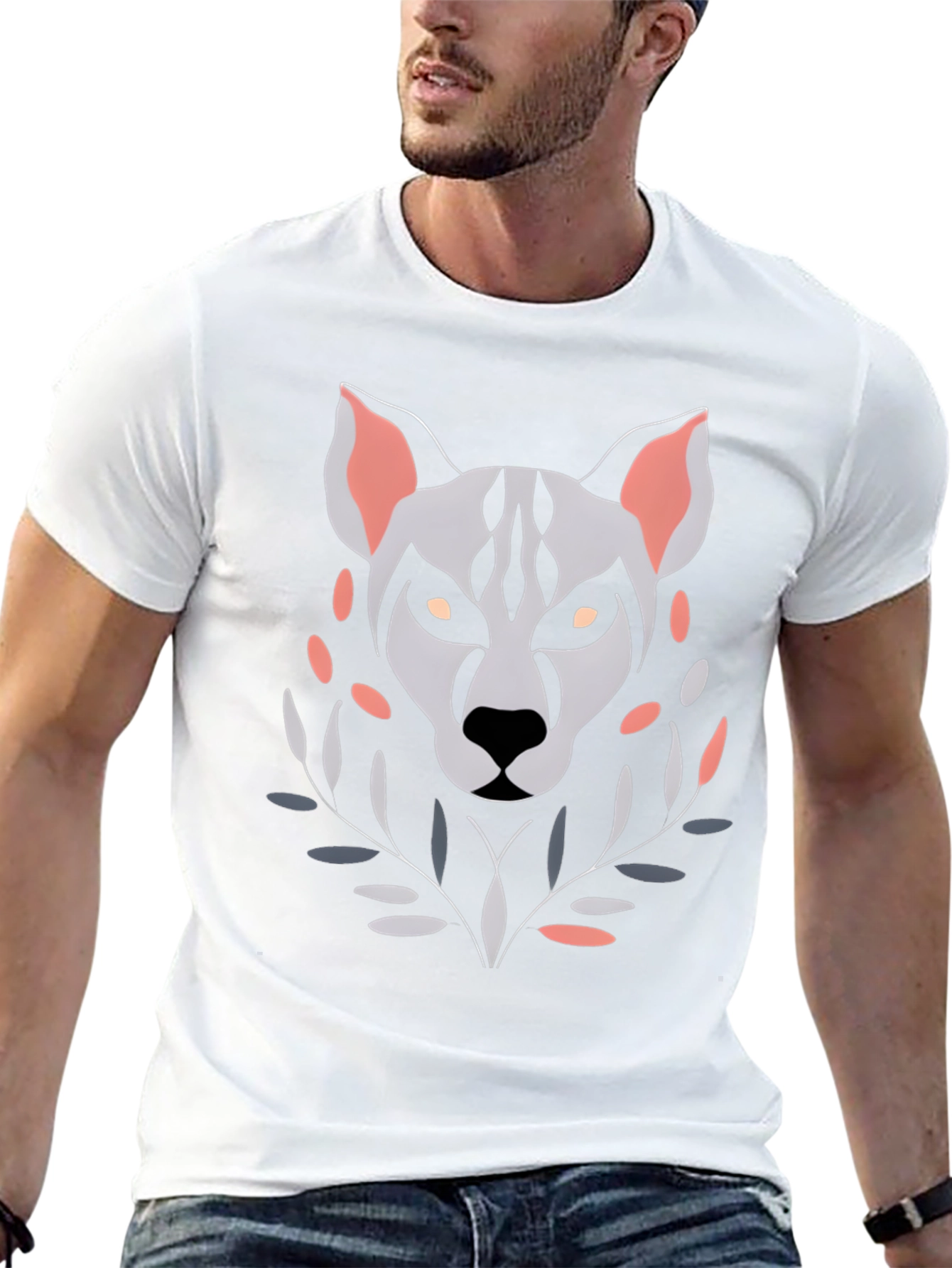 Camiseta Hombre Diseño Lobo Abstracto