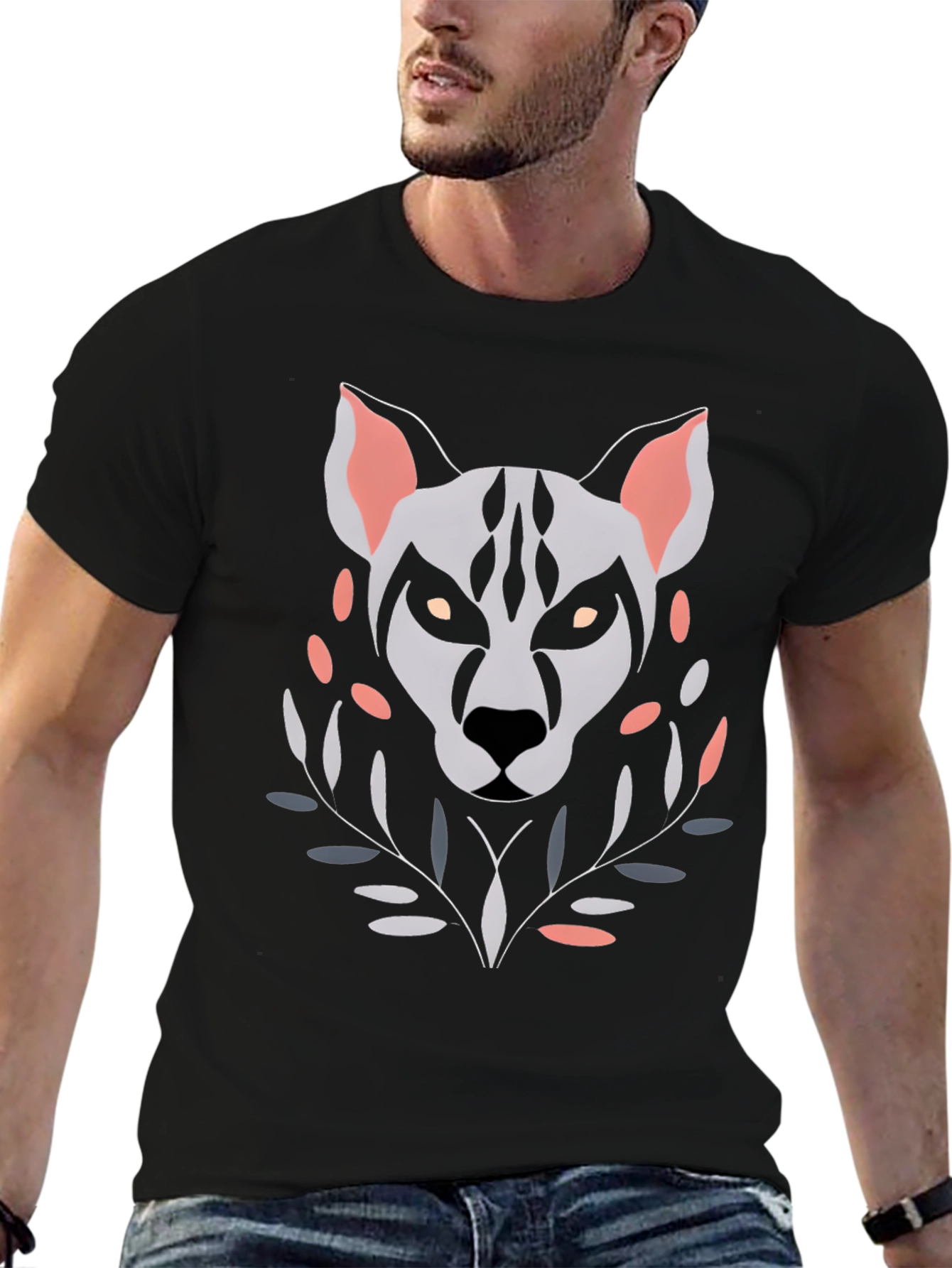 Camiseta Hombre Diseño Lobo Abstracto
