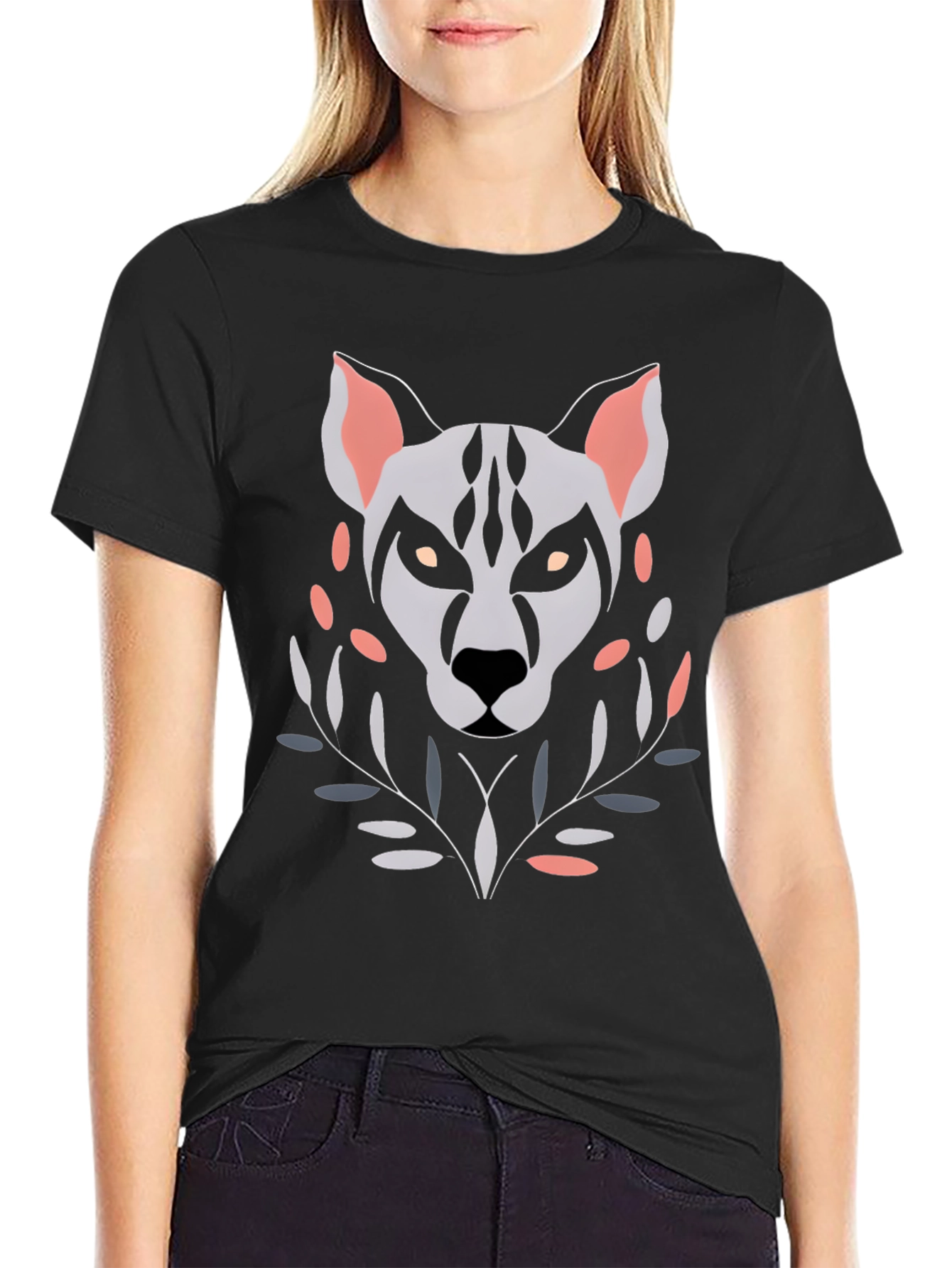 Camiseta Hombre Diseño Lobo Abstracto