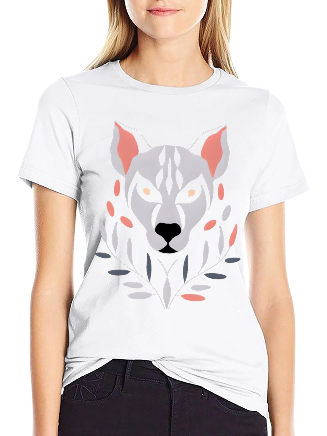 Camiseta Hombre Diseño Lobo Abstracto