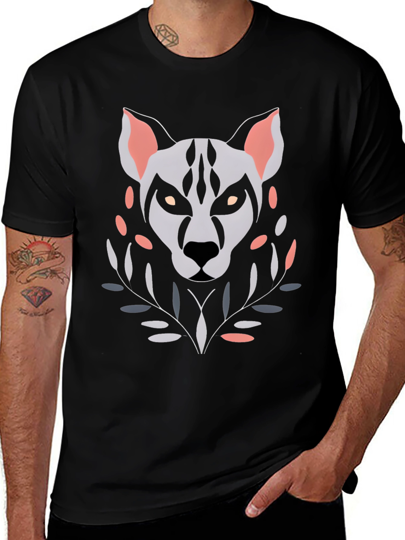Camiseta Hombre Diseño Lobo Abstracto
