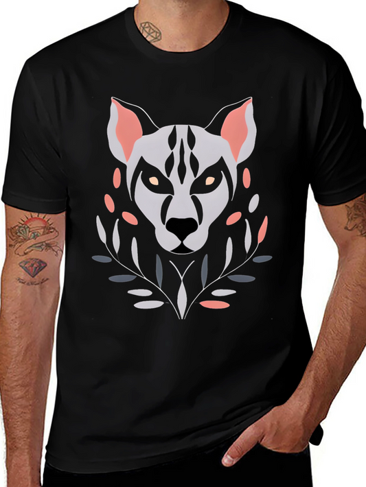 Camiseta Hombre Diseño Lobo Abstracto