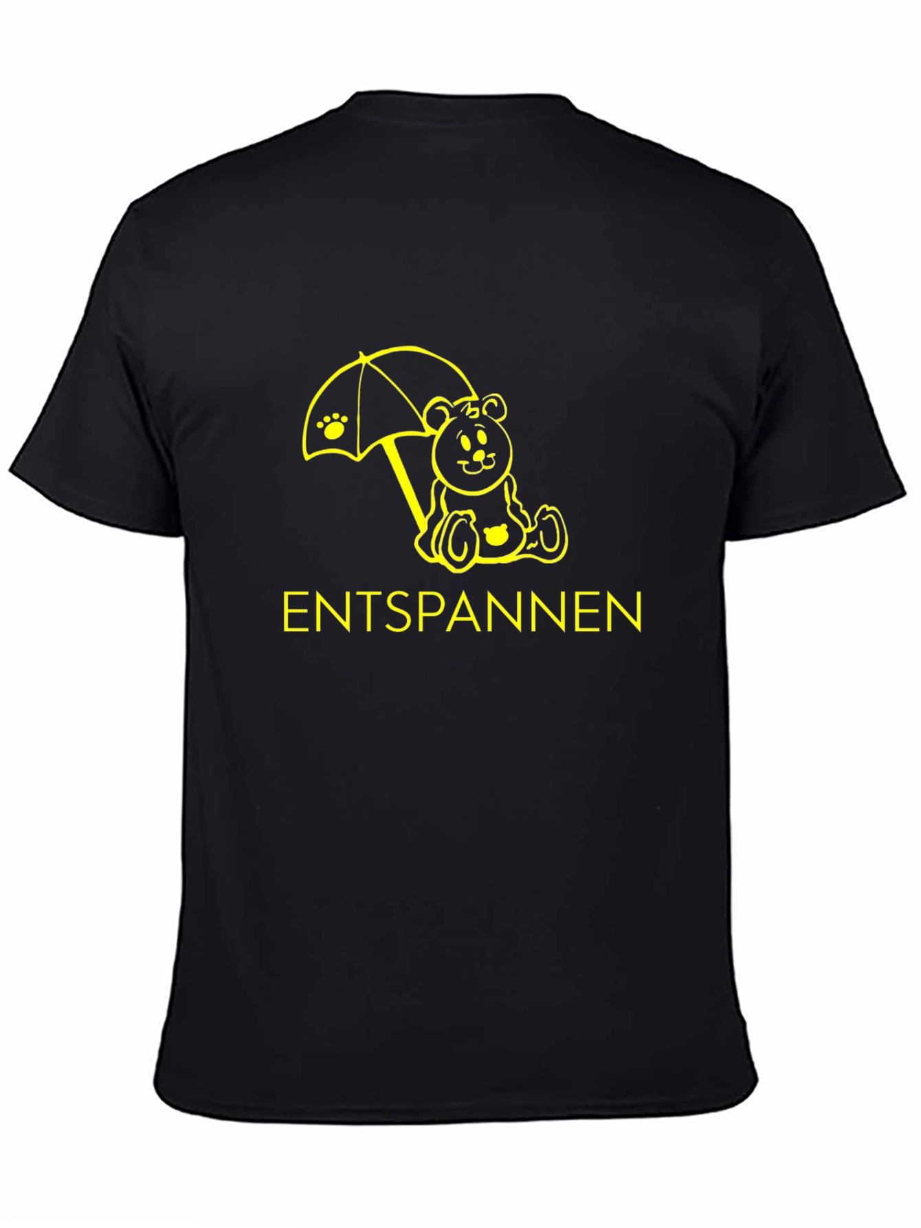 Camiseta Negra Relax con Oso y Paraguas