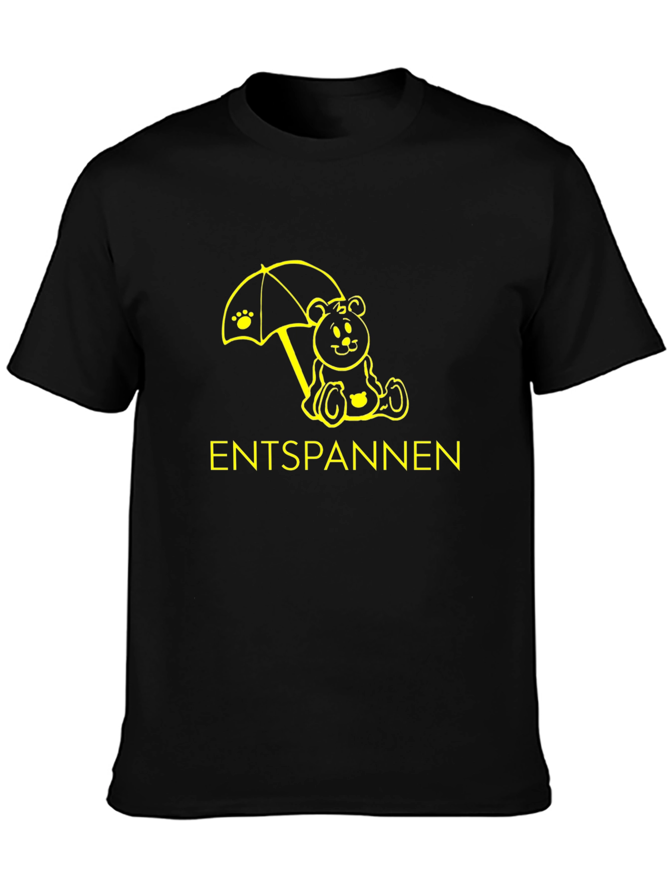 Camiseta Negra Relax con Oso y Paraguas