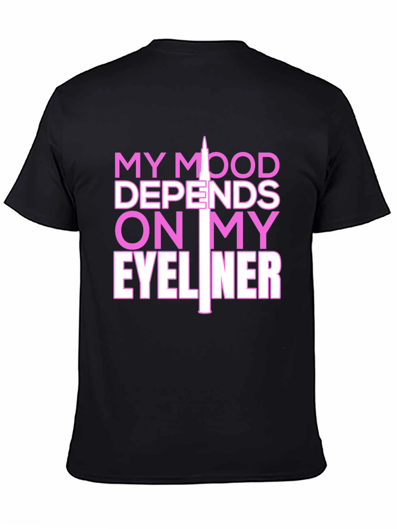 Camiseta Negra con Estampado Eyeliner