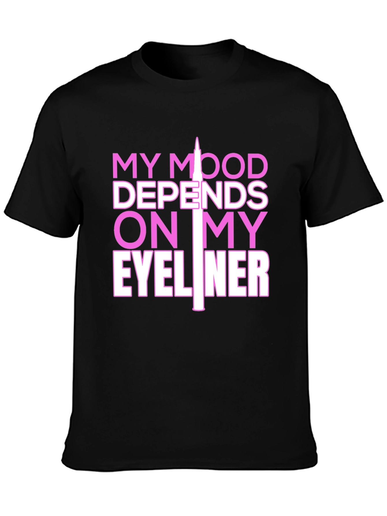 Camiseta Negra con Estampado Eyeliner