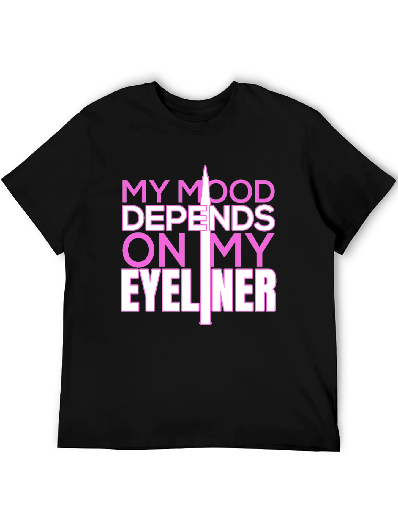 Camiseta Negra con Estampado Eyeliner