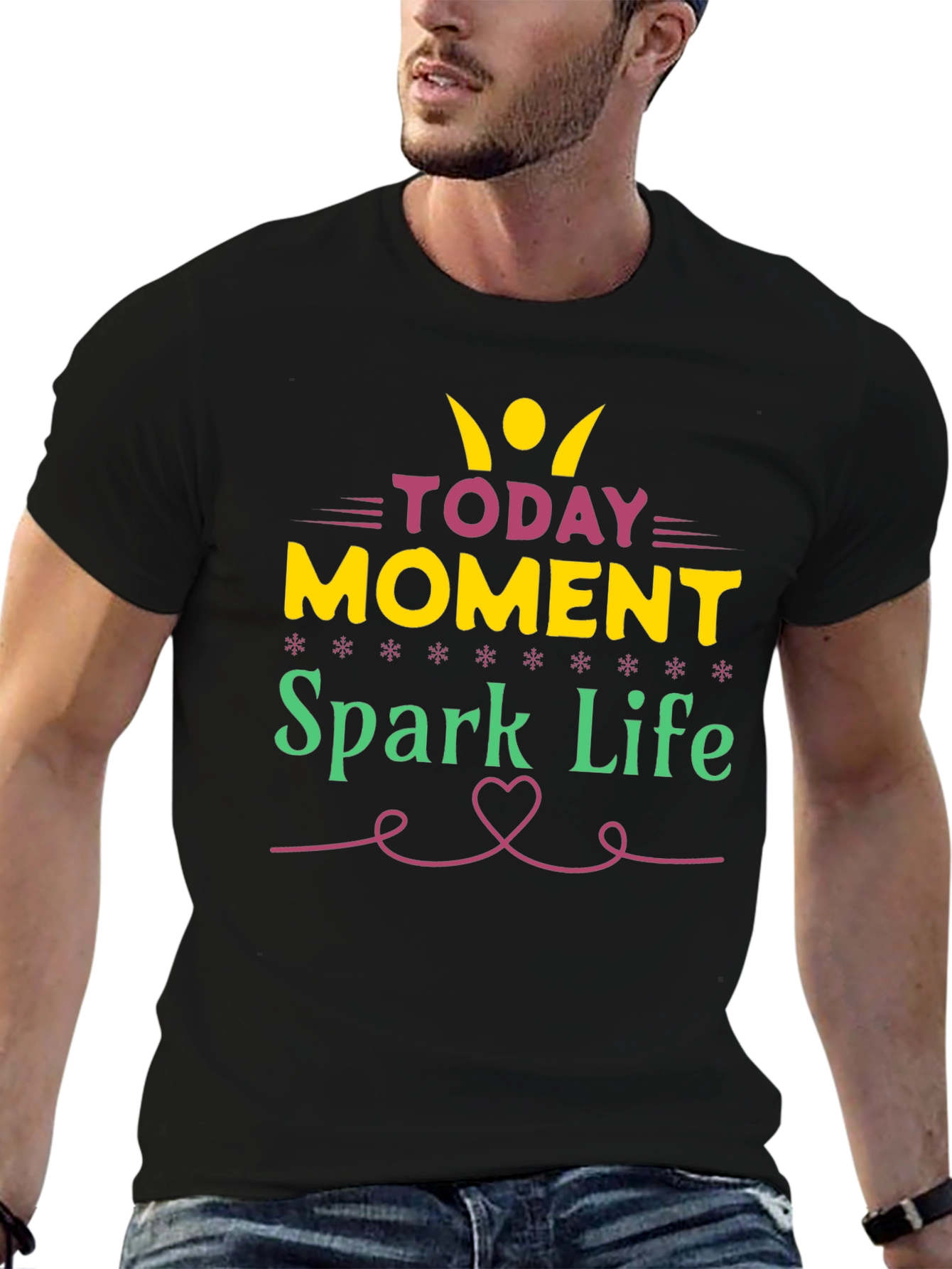Camiseta Negra con Diseño Motivacional Spark Life
