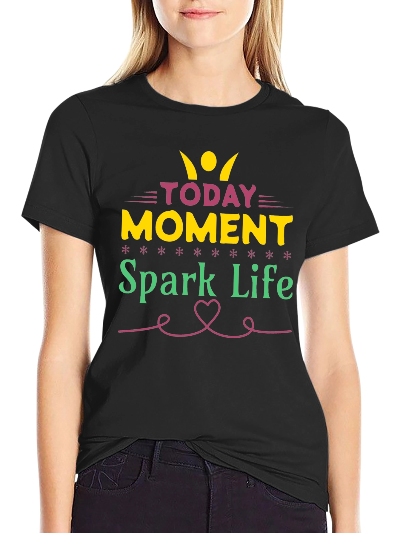 Camiseta Negra con Diseño Motivacional Spark Life