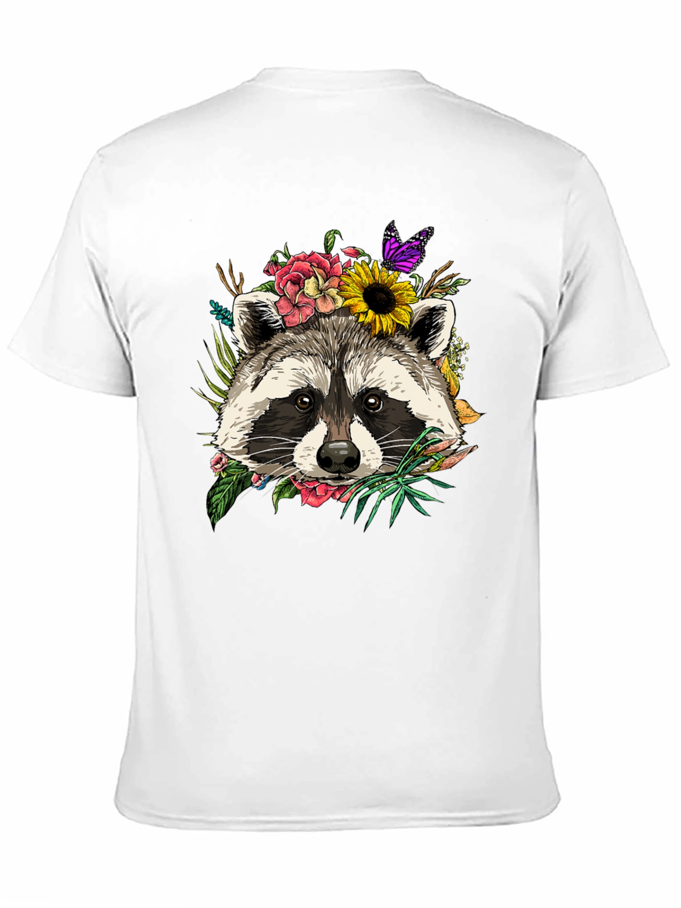Camiseta Negra con Mapache Floral