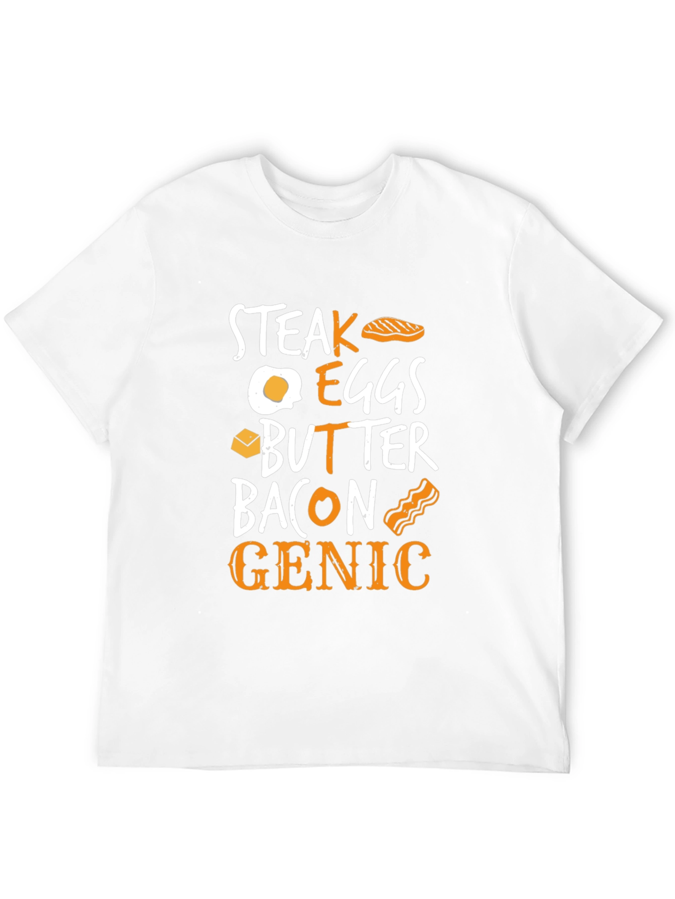 Camiseta Steak Eggs Butter Bacon Genic Negra Hombre