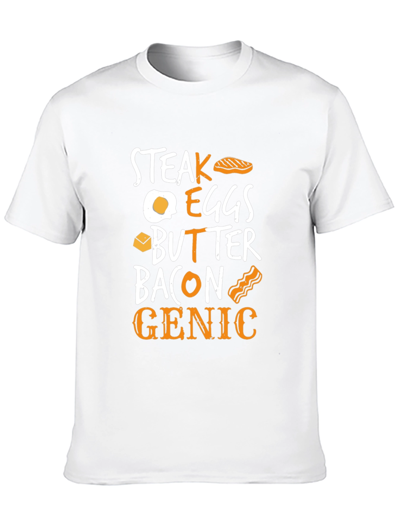 Camiseta Steak Eggs Butter Bacon Genic Negra Hombre