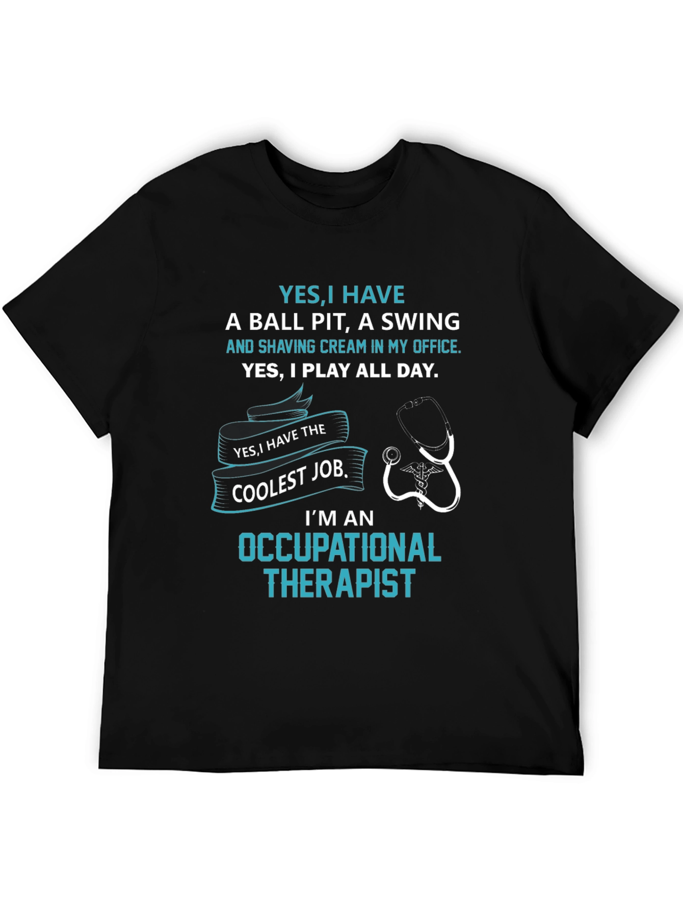 Camiseta Negra de Terapeuta Ocupacional Divertida