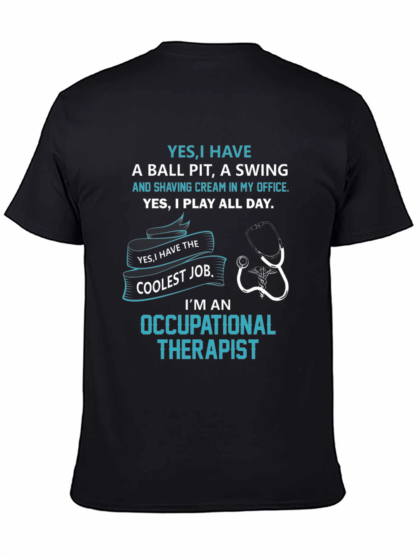 Camiseta Negra de Terapeuta Ocupacional Divertida